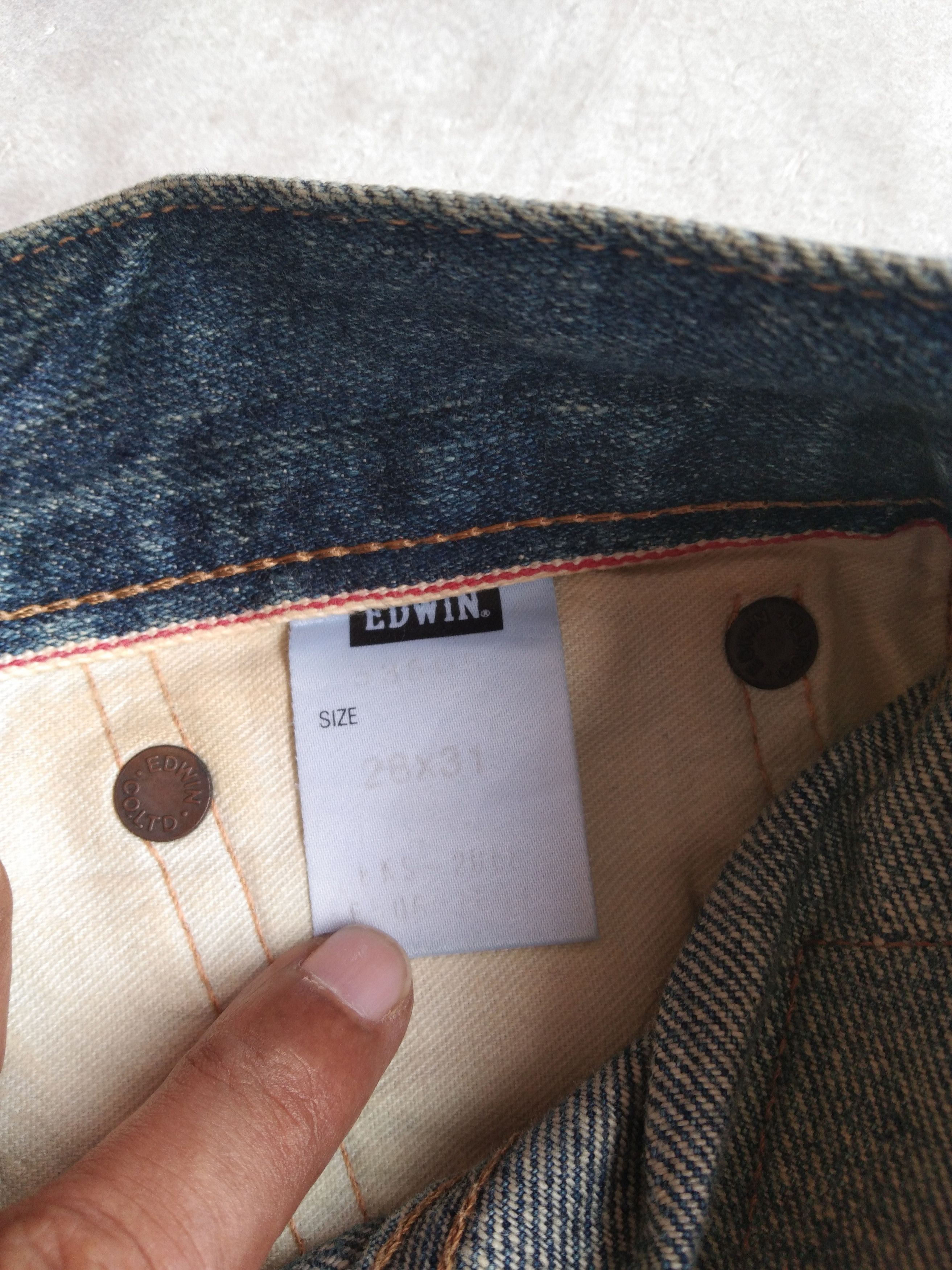 Japanese Brand Vintage Redline Edwin 505 Selvedge Distressed Jeans 30x29 Size US 30 / EU 46 - 12 Thumbnail