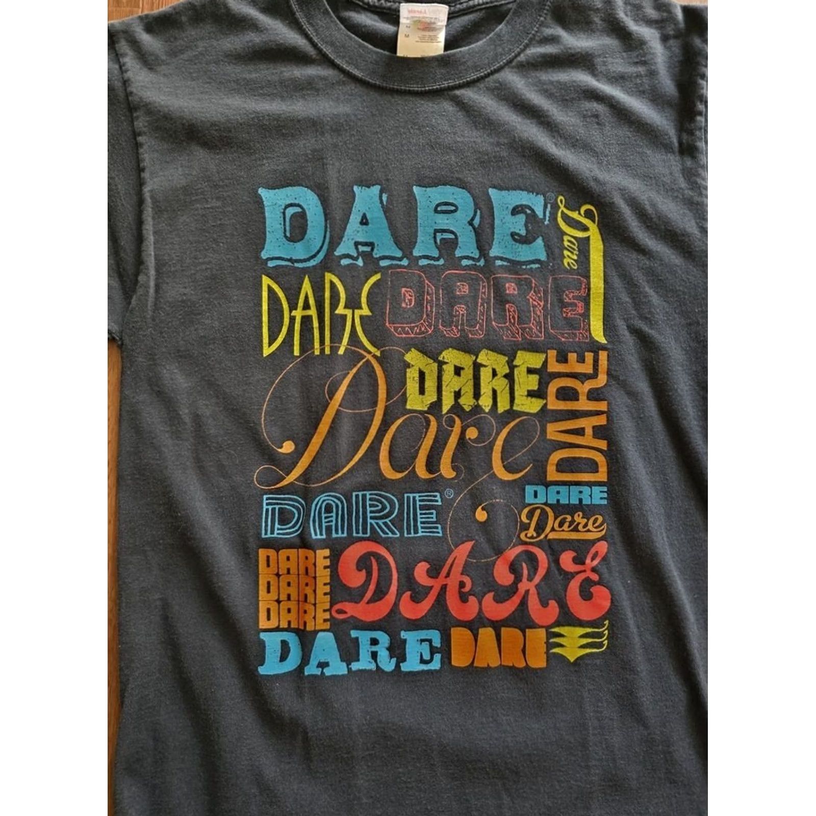 Fruit Of The Loom vintage Dare t-shirt Grunge Teacher Adult Medium Crew Neck Black Fruit of the Loom 90s Nostalgia Logo Mens Size US M / EU 48-50 / 2 - 2 Thumbnail