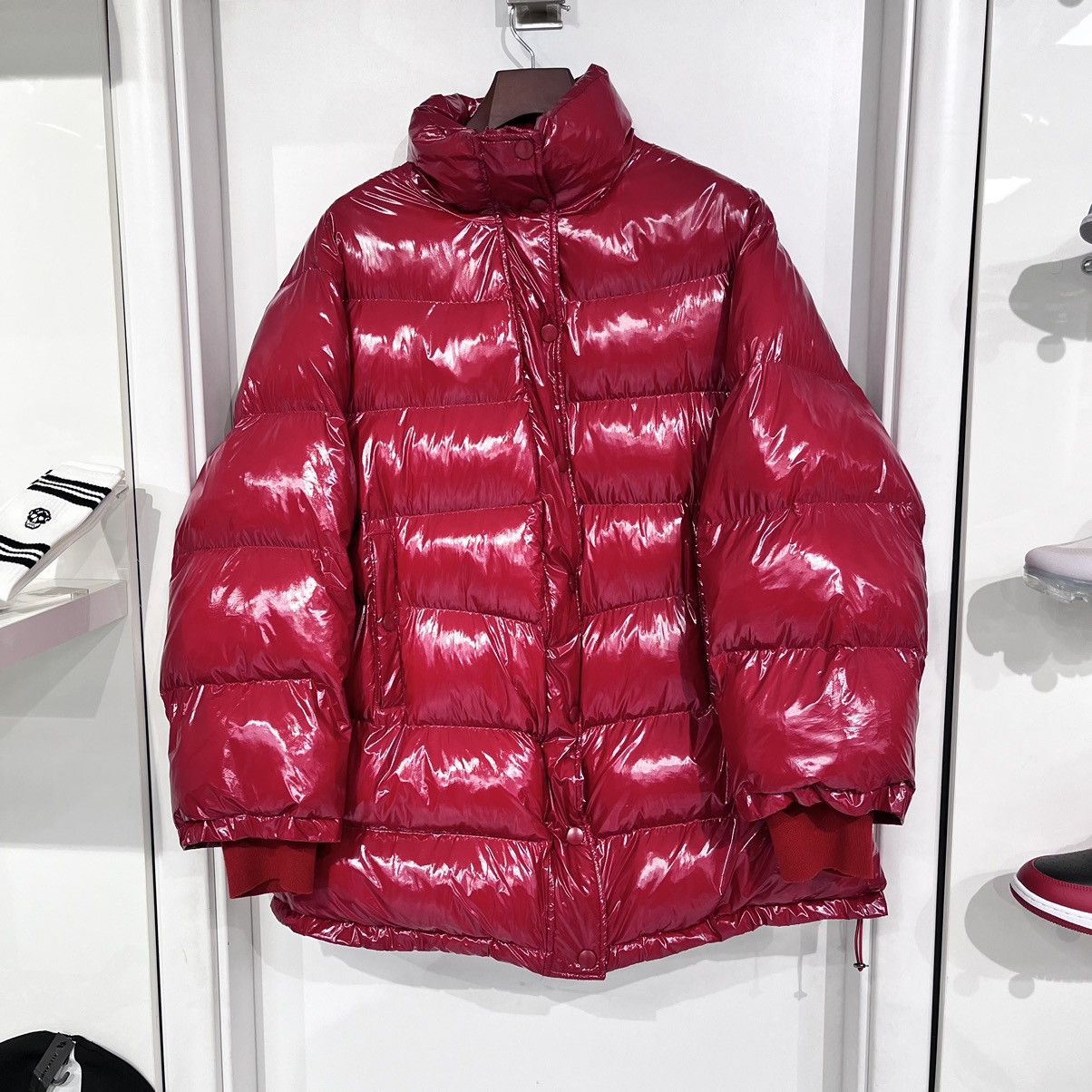 Zara vinyl cheap puffer jacket