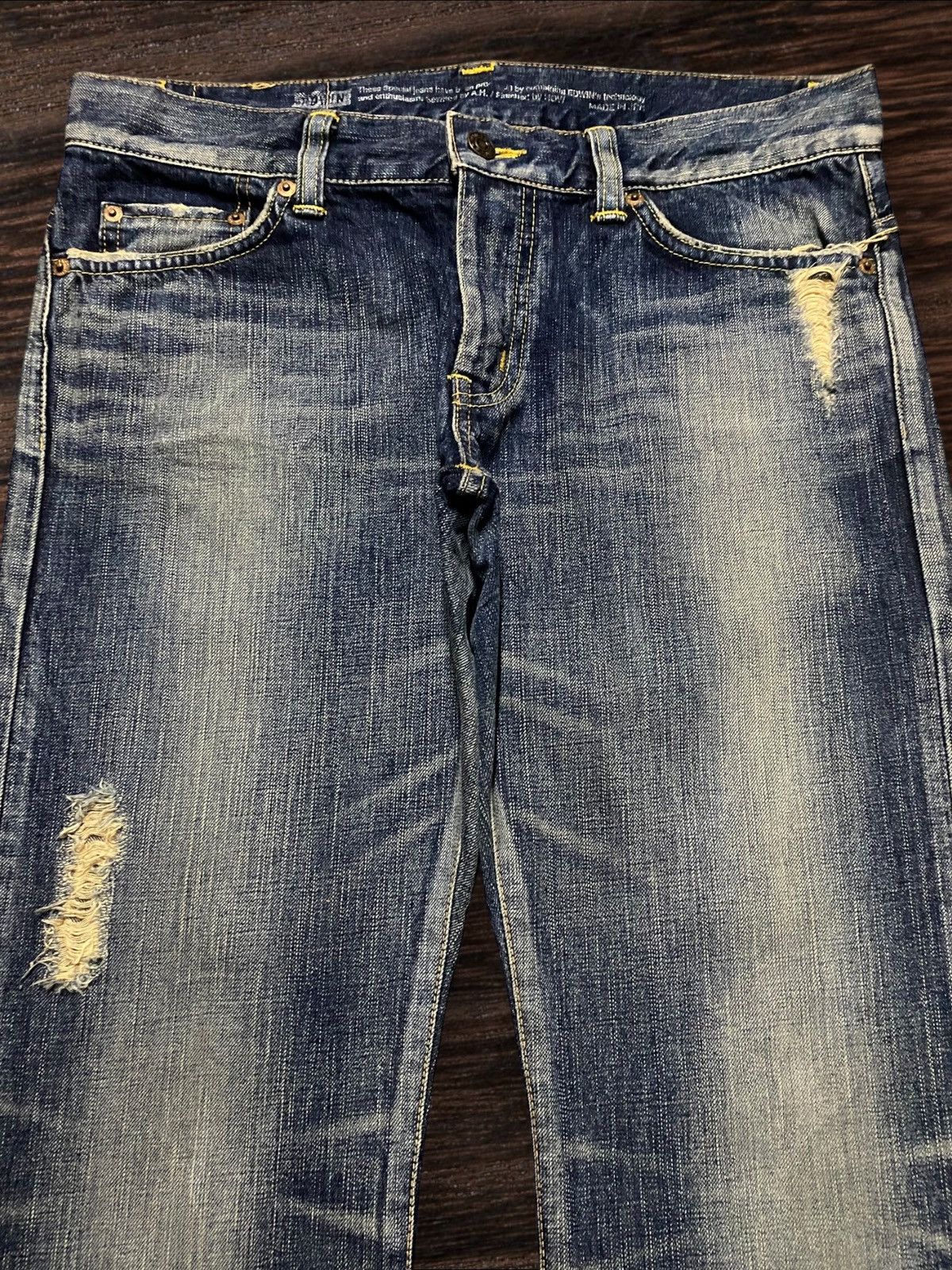Junya Watanabe Vintage Japanese Brand Edwin 503 Mud Wash Distressed Flare Size US 33 - 3 Thumbnail