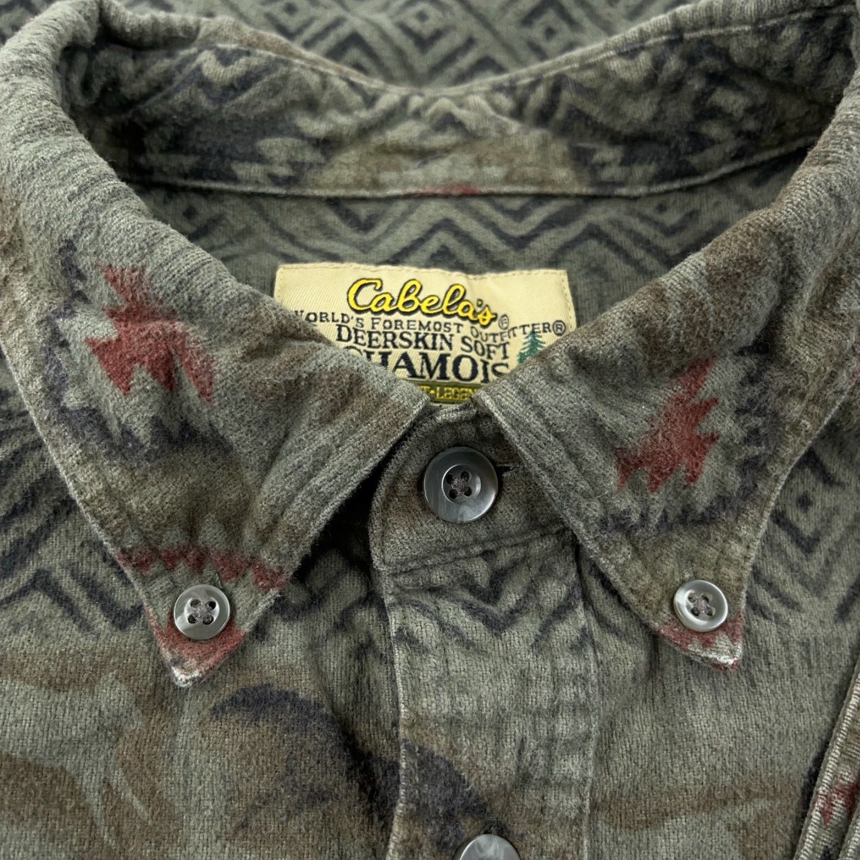 Vintage VINTAGE Cabela's Shirt Men XL Green Button Up Chamois Cloth Southwestern Wolf Size US XL / EU 56 / 4 - 5 Thumbnail
