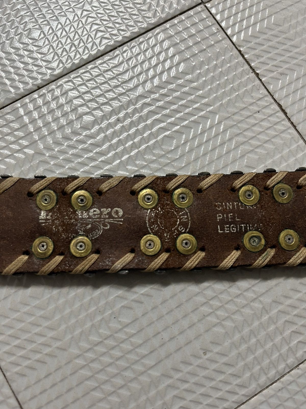If Six Was Nine LEATHER BELT SILVER RIVETED by LIANERO Size 34 - 5 Thumbnail