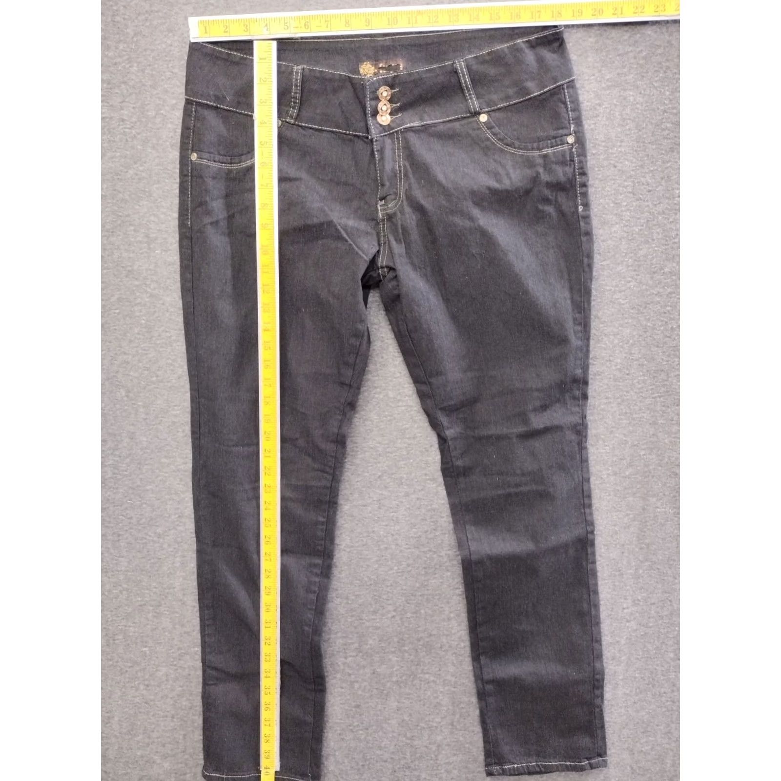 Vintage Unbranded Women's Dark Wash Skinny Jeans 3 Button Plus Size 21/22 Denim Cotton Blend Slim Stretch Cotton Blend City Theme Size 42" / US 20 - 4 Thumbnail
