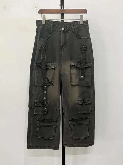 Japanese Brand Loose Wide Leg Jeans with Multiple Pockets Size US 33 - 4 Thumbnail