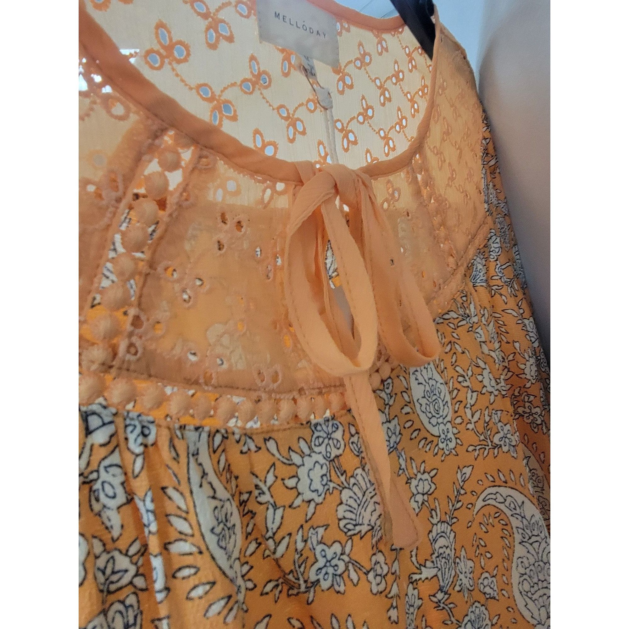 Other Melloday Womens Paisley Blouse With Crochet Yoke & Tie Neck Size M / US 6-8 / IT 42-44 - 4 Thumbnail