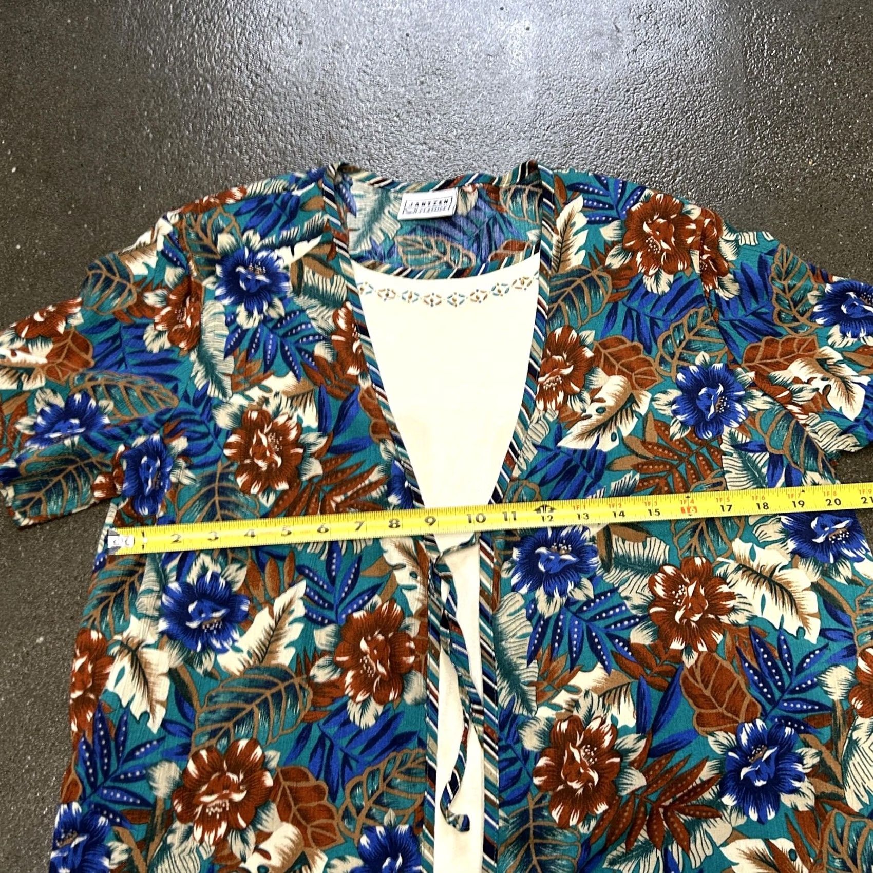 Jantzen Jantzen Classics Shirt Womens Large Blue Floral Open Front Kimono Top Nightery? Size L / US 10 / IT 46 - 5 Thumbnail