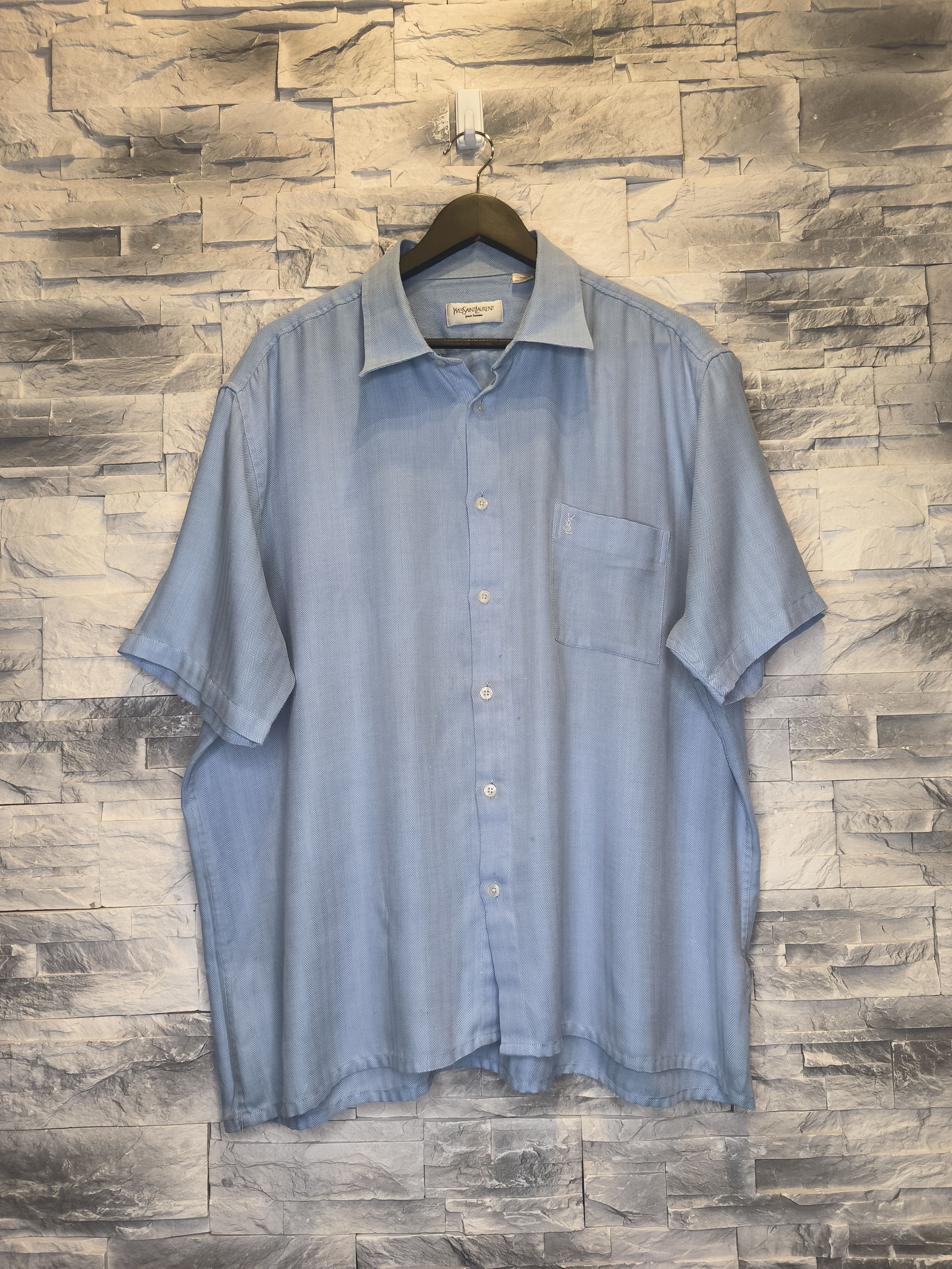 Yves Saint Laurent YSL Pour Homme Shirt Button-Up Saint Laurent Logo Size US XXL / EU 58 / 5 - 1 Thumbnail