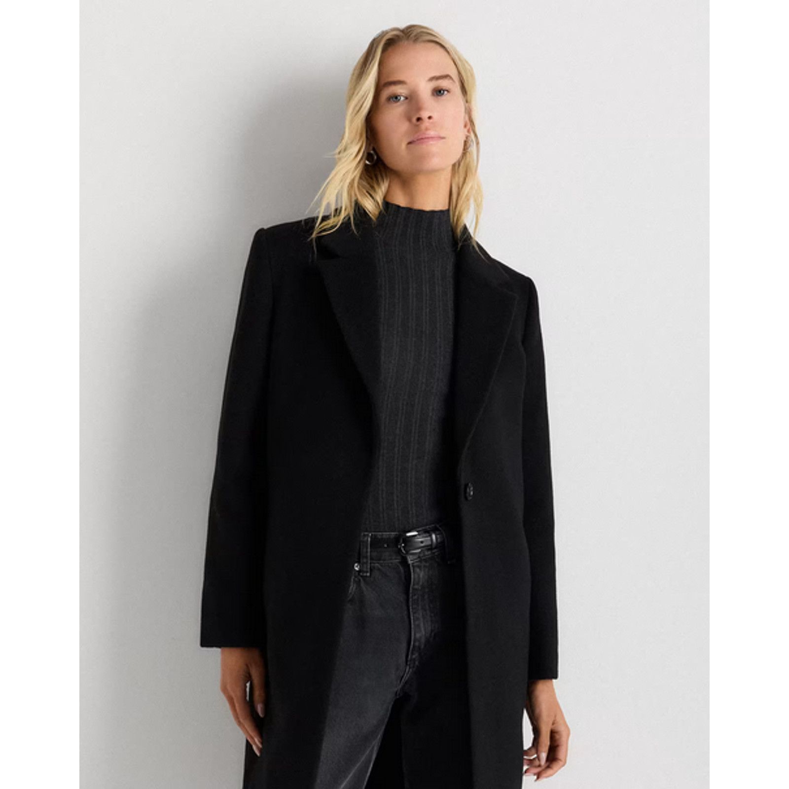 Quince Wool Cashmere Classic Single-Breasted Coat Size L NWT