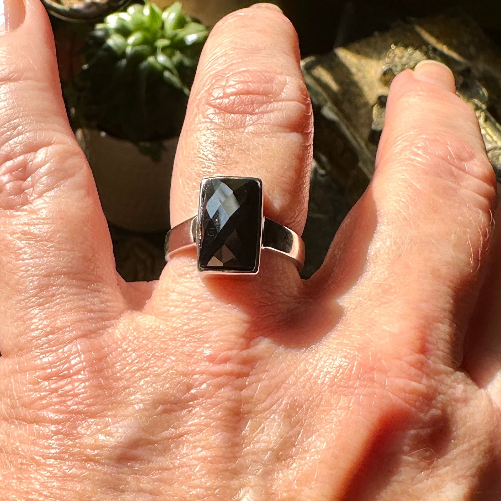 The Unbranded Brand Sterling Silver Black Faceted CZ Sterling Silver Ring Size 9 Size ONE SIZE - 6 Thumbnail