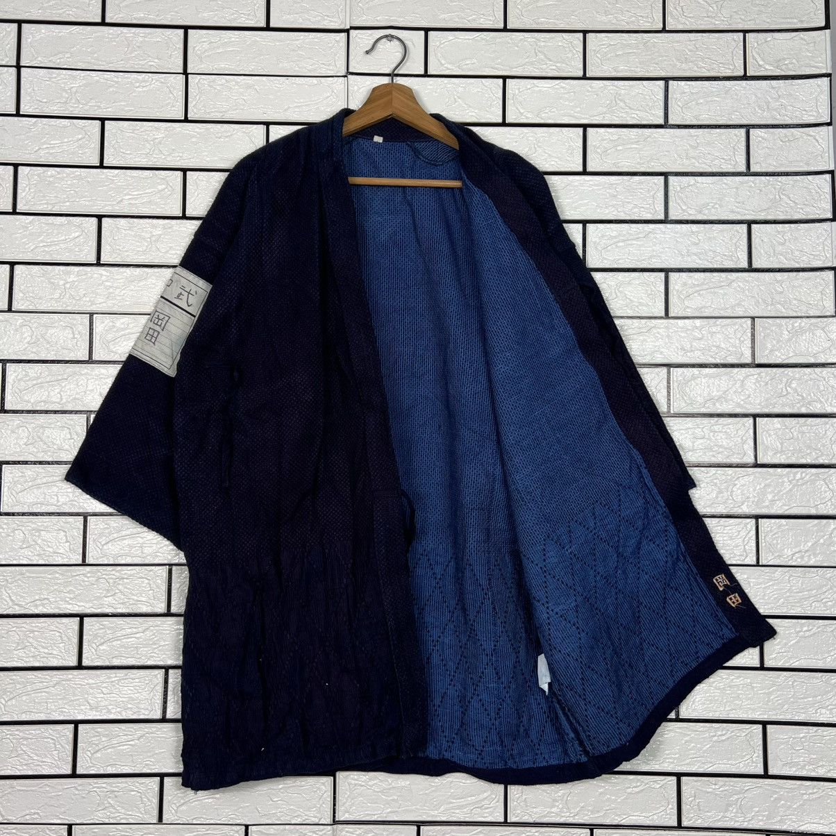 Vintage Bushu Navy Blue Indigo Shashiko Thick Weave Kimono 4133-C188 Size US L / EU 52-54 / 3 - 11 Thumbnail