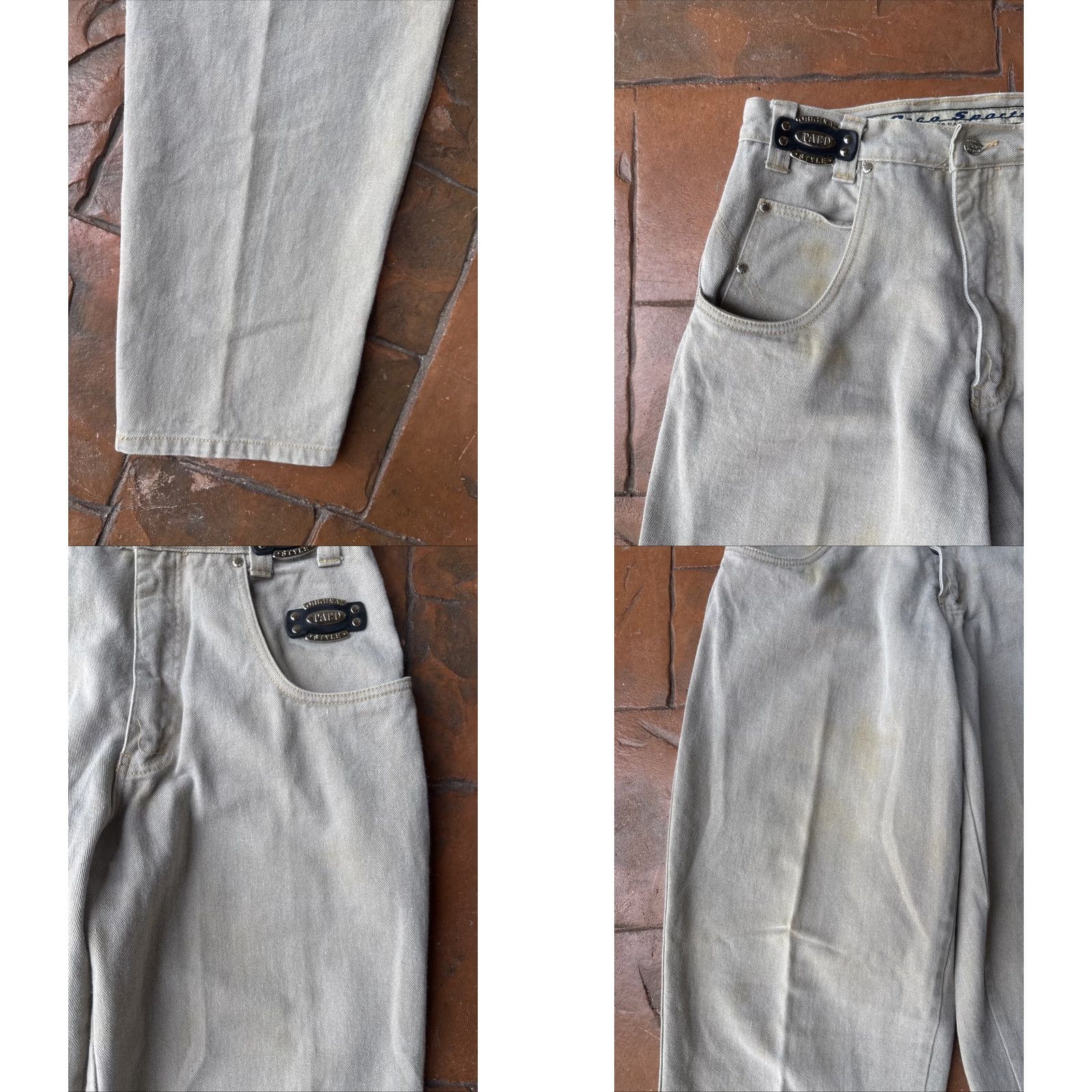 Vintage VINTAGE Paco Baggy Jeans Men 31x32 Hip Hop Skater Grunge Tapered Denim 31 Beige Cotton PACO Jeans Men Size US 31 - 8 Thumbnail
