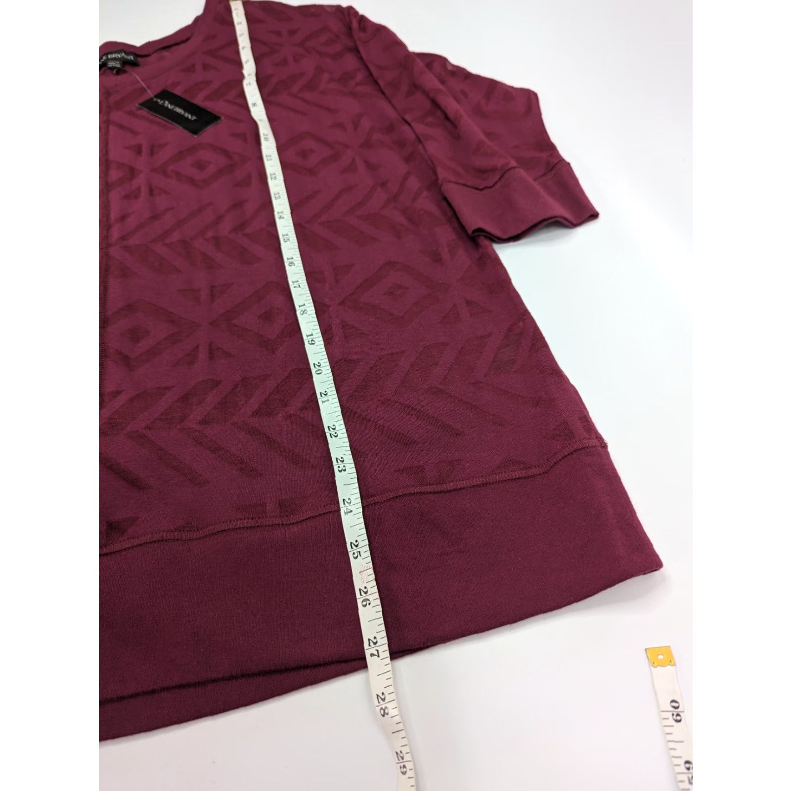 Vintage Lane Bryant Blouse Geometric 3/4 Sleeve Top Burgundy Women's Size 14/16 Sheer Tunic Bohemian NWT Size XL / US 12-14 / IT 48-50 - 4 Thumbnail