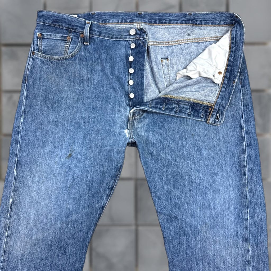 Levi's Levi's 501 Jeans Men 42x32 Blue Denim Distressed Vintage Style Straight Pants Size US 42 / EU 58 - 1 Thumbnail