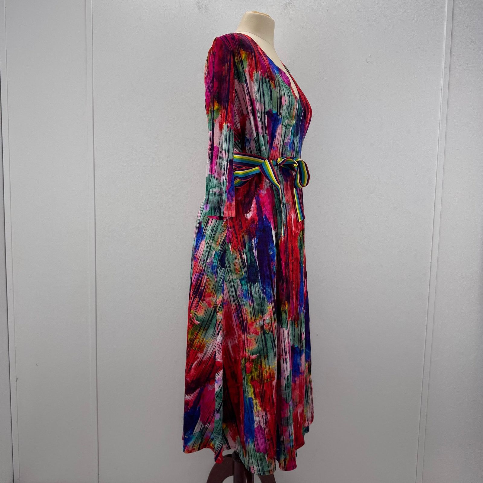 Marina Rinaldi Marina Rinaldi Ornare Wrap Dress multicolor stripe grosgrain Size XL / US 12-14 / IT 48-50 - 5 Thumbnail