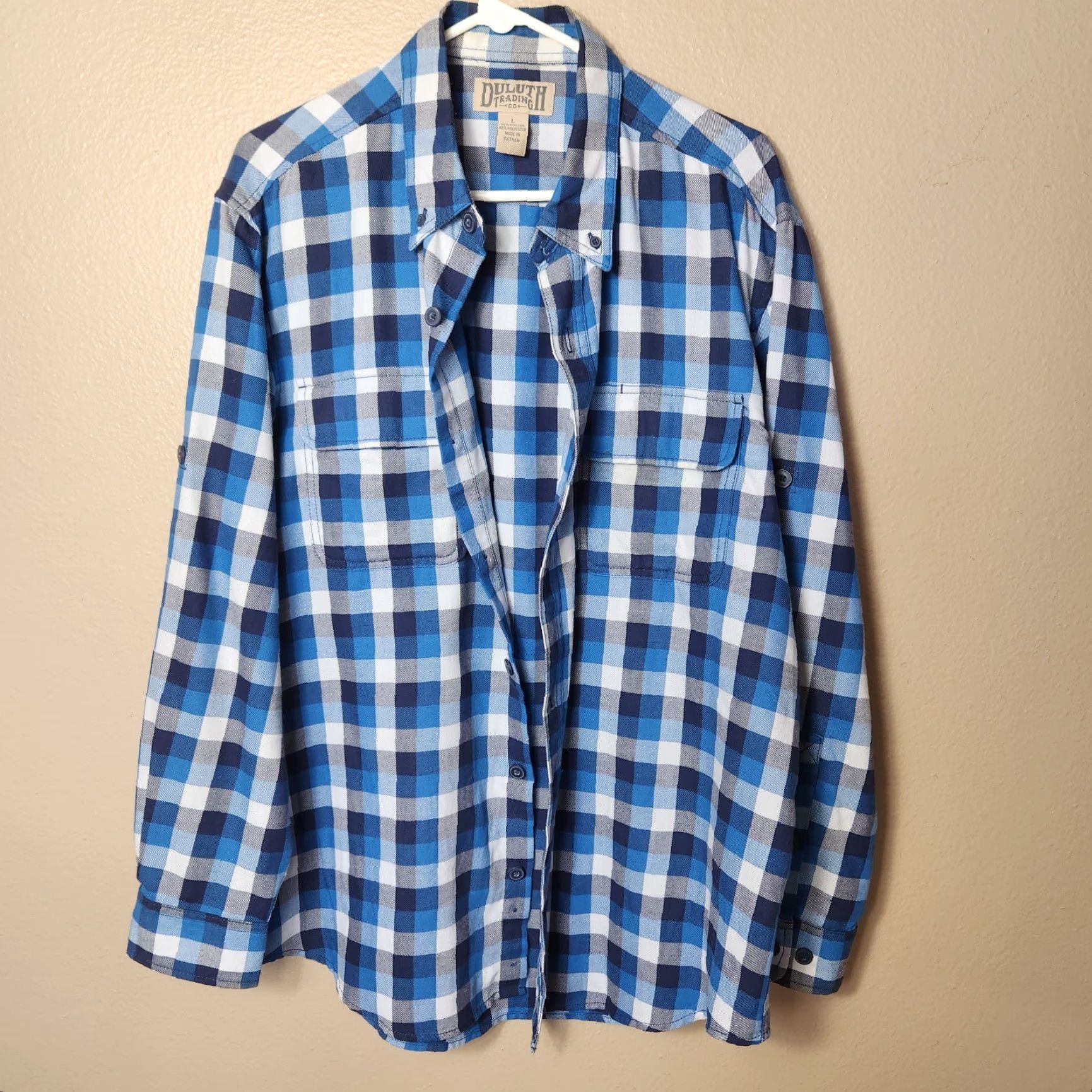 CO Duluth Trading Co Mens Crosscut Performance Blue Plaid Flannel Shirt L Size US L / EU 52-54 / 3 - 2 Thumbnail