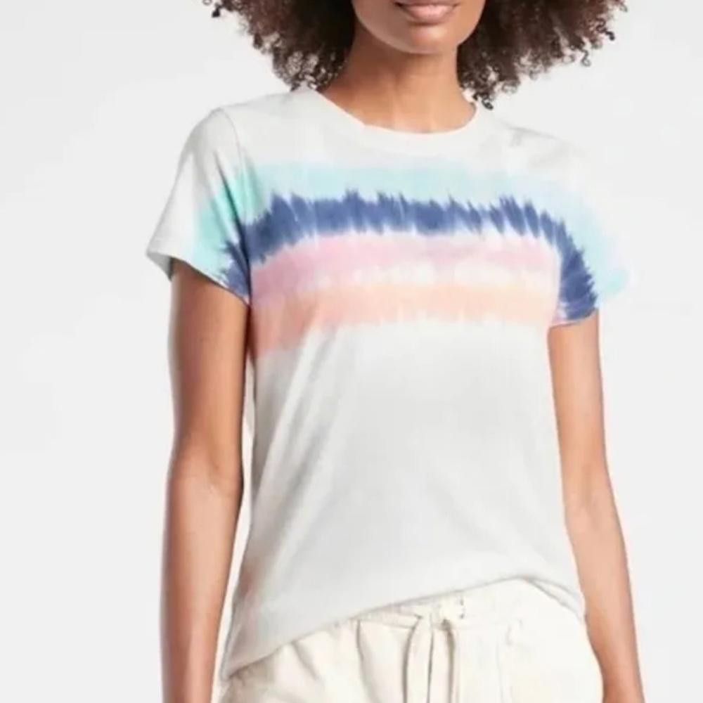 Designer Athleta l Organic Daily Tie Dye Stripe Tee Small Size S / US 4 / IT 40 - 10 Thumbnail