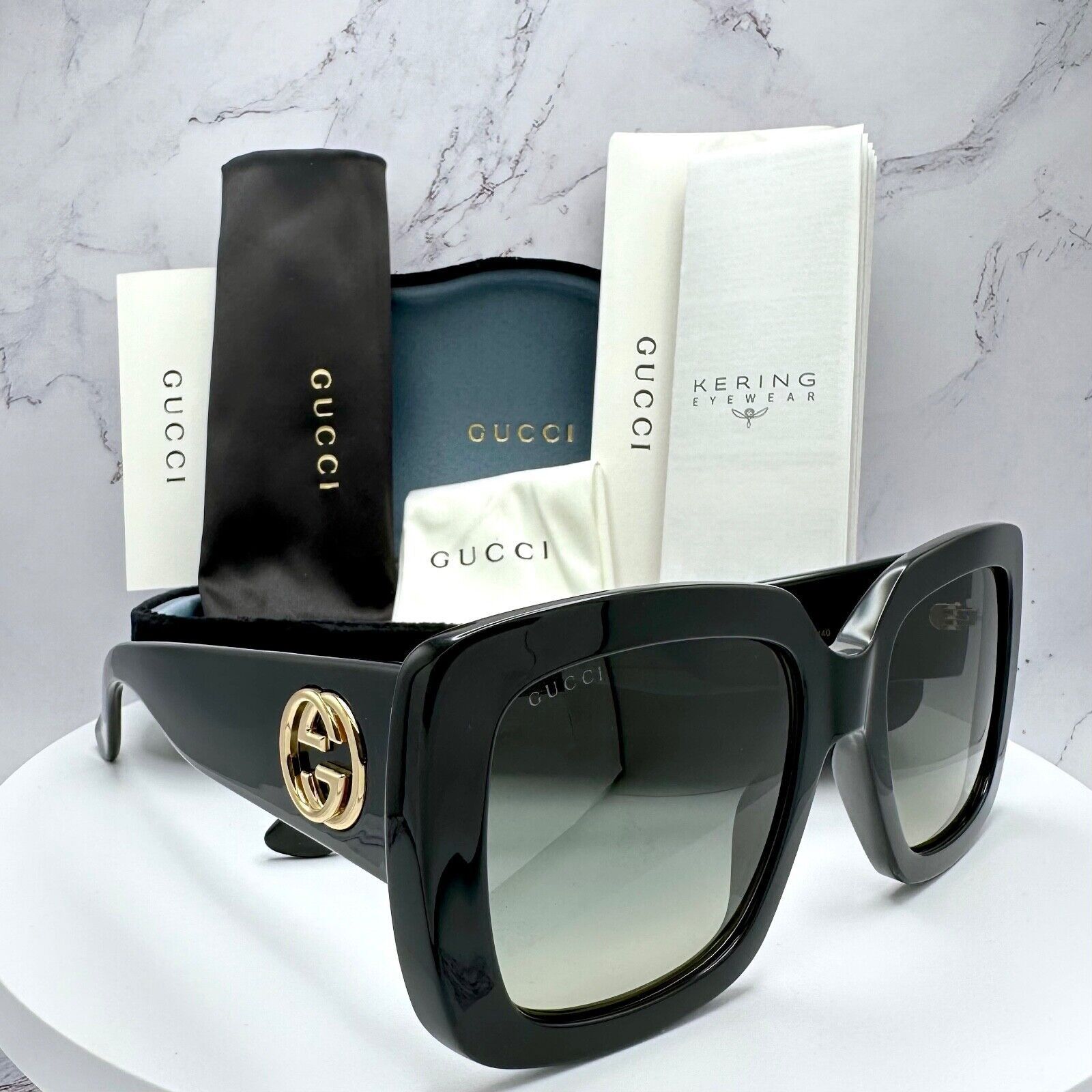 Gucci New Gucci Sunglasses New Black Gold GG Metal Logo Authentic Size ONE SIZE - 16 Thumbnail
