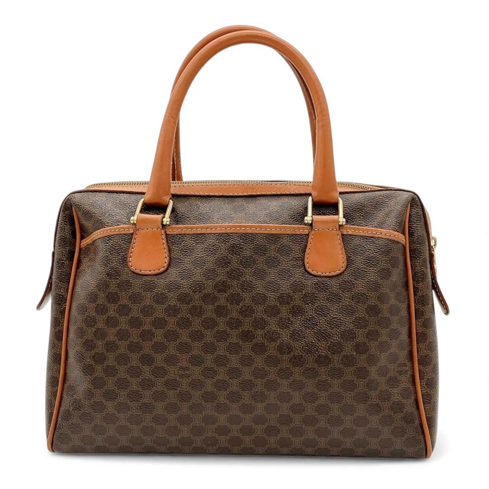Celine Celine - Vintage Macadam Canvas Handbag Leather Trim Size ONE SIZE - 3 Thumbnail