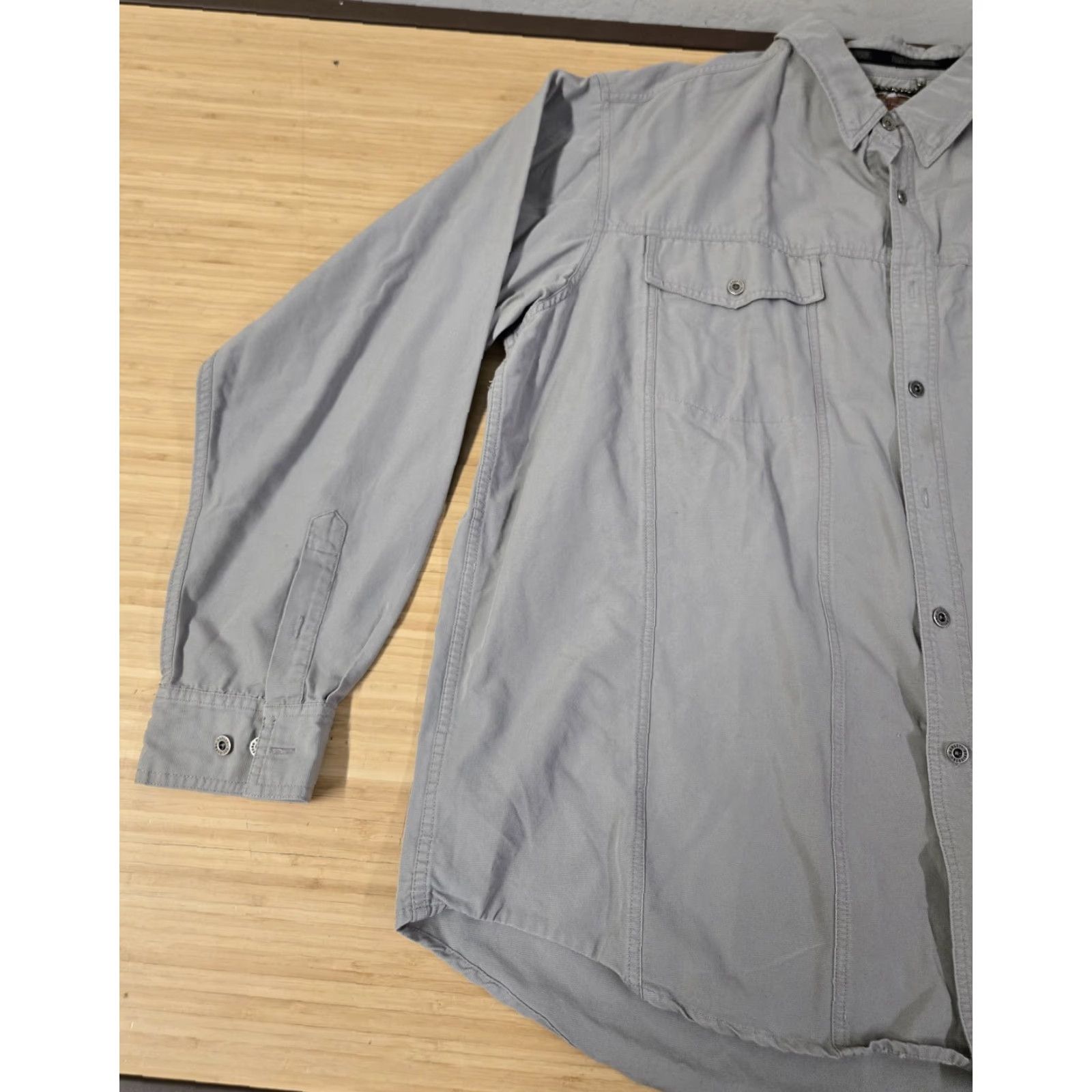 Harley Davidson Harley-Davidson Shirt 2XL Mens Gray Button Up Long Sleeve Logo Pocket Casual Size US XXL / EU 58 / 5 - 4 Thumbnail