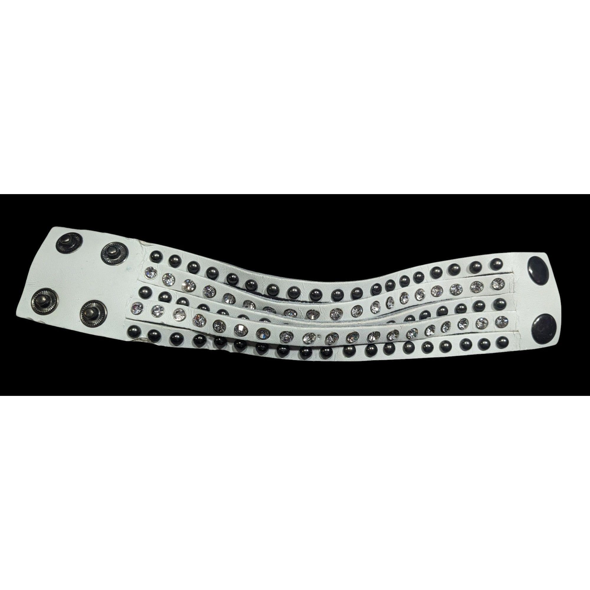 Other Alternative Glam Multilayer White Faux Leather Metal Rhinest Size ONE SIZE - 3 Thumbnail