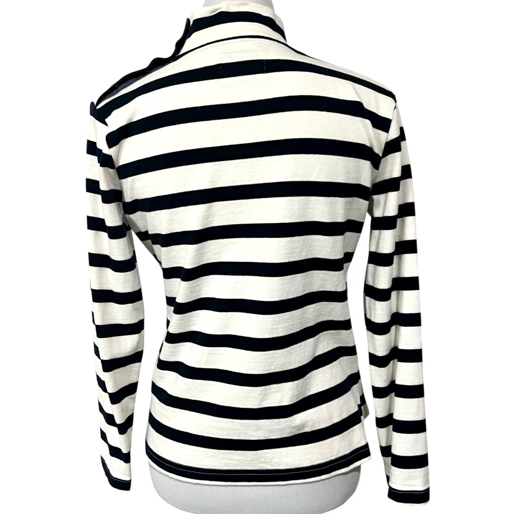Nautica Guideboat Co. Top Womens XS Blue White Nautical Striped Mock Neck Cotton Blouse Womens XS Blue White Striped Mock Neck 3/4 Sleeve Size XS / US 0-2 / IT 36-38 - 5 Thumbnail