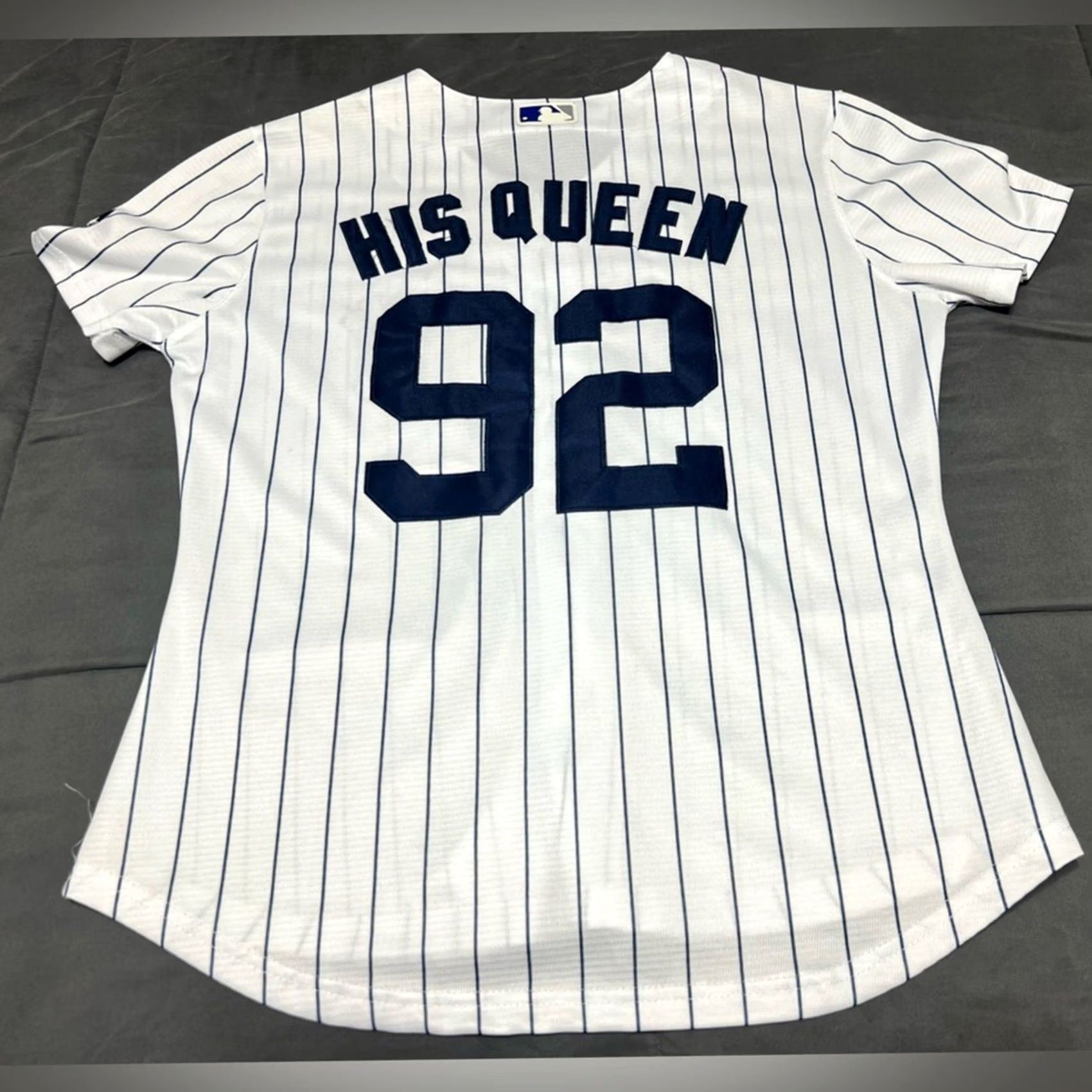 Vintage New York Yankees Jersey Majestic CUSTOM “HIS QUEEN” Pinstripe Women Medium #92 Size M / US 6-8 / IT 42-44 - 2 Thumbnail