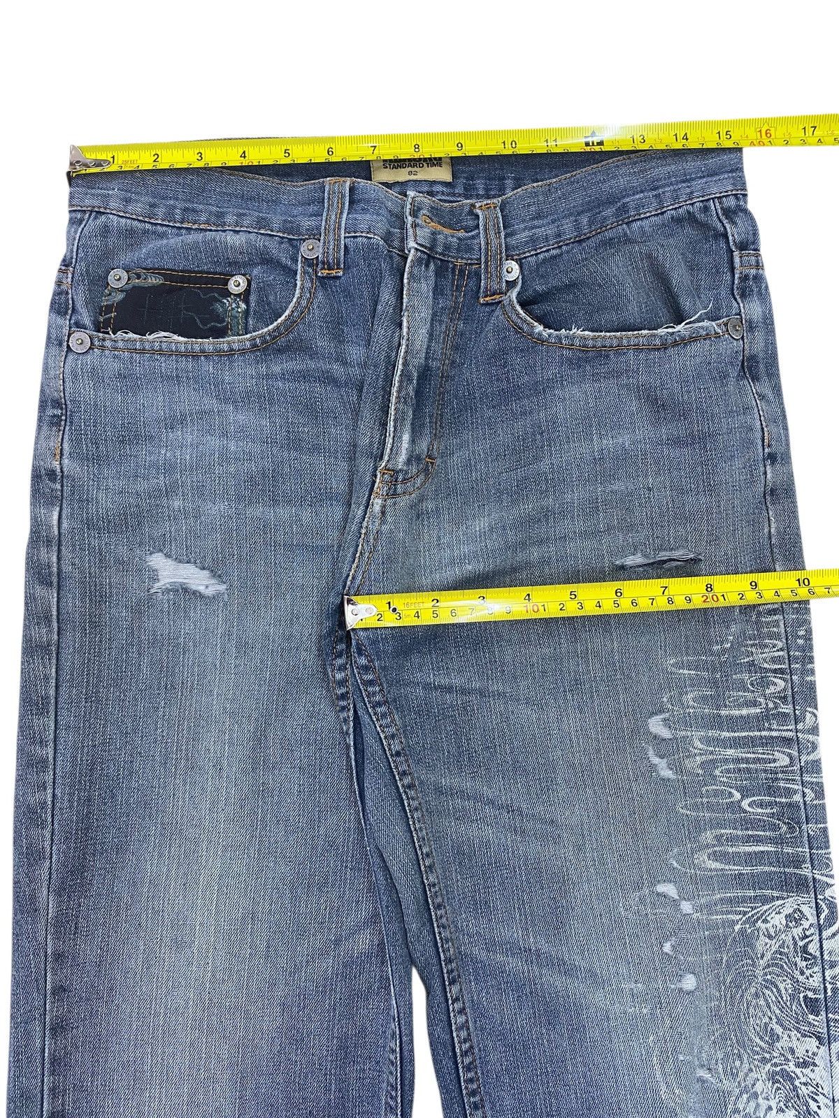 Other Japanese Brand Faded Wash Stye Embroidered Jeans Size US 31 - 5 Thumbnail
