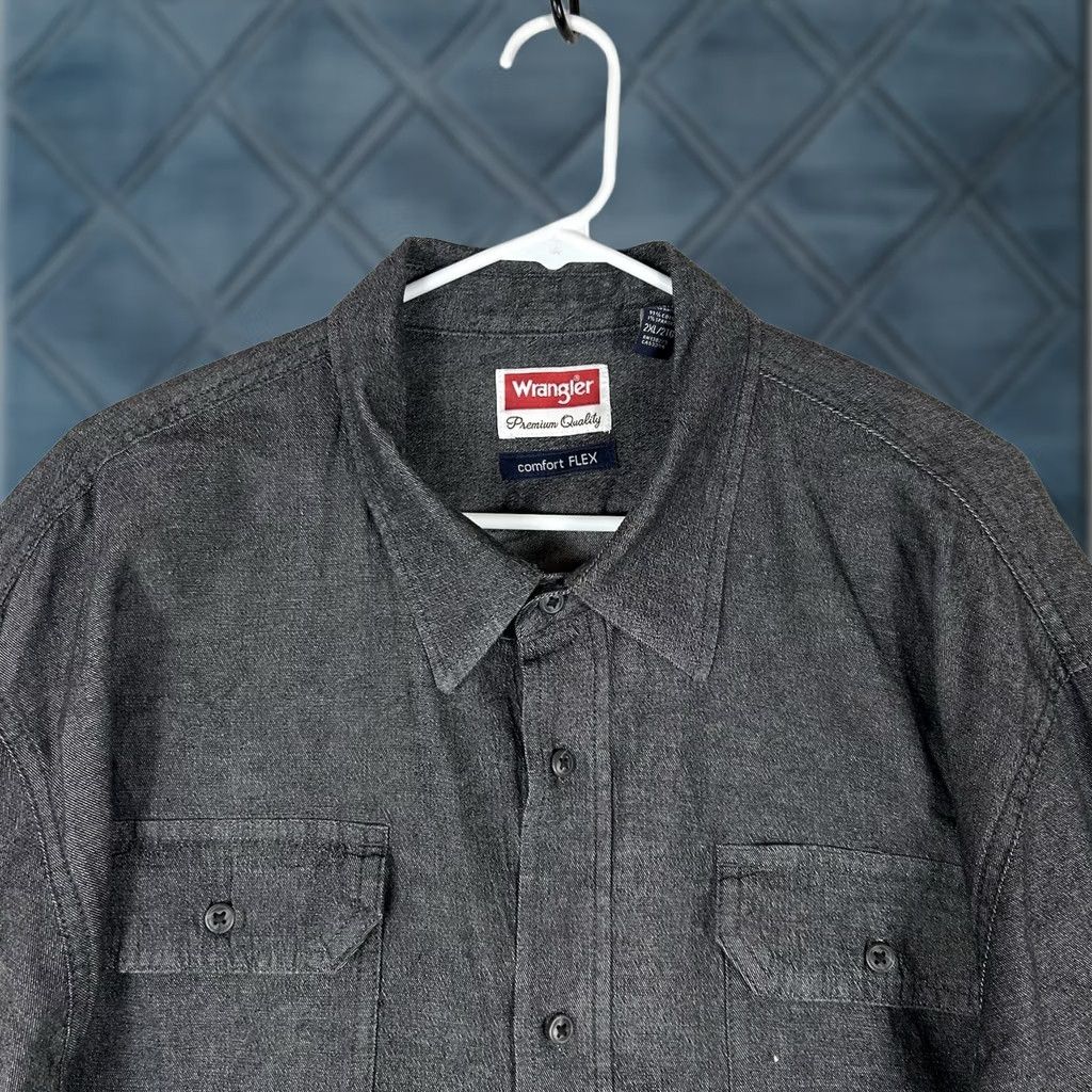 Wrangler Wrangler Shirt Button-Up 2XL Gray Long Sleeve Heavyweight Casual Mens Victory Western Modern Comfort Flex Button Up Shirt 2XL Gray Size US XXL / EU 58 / 5 - 1 Thumbnail