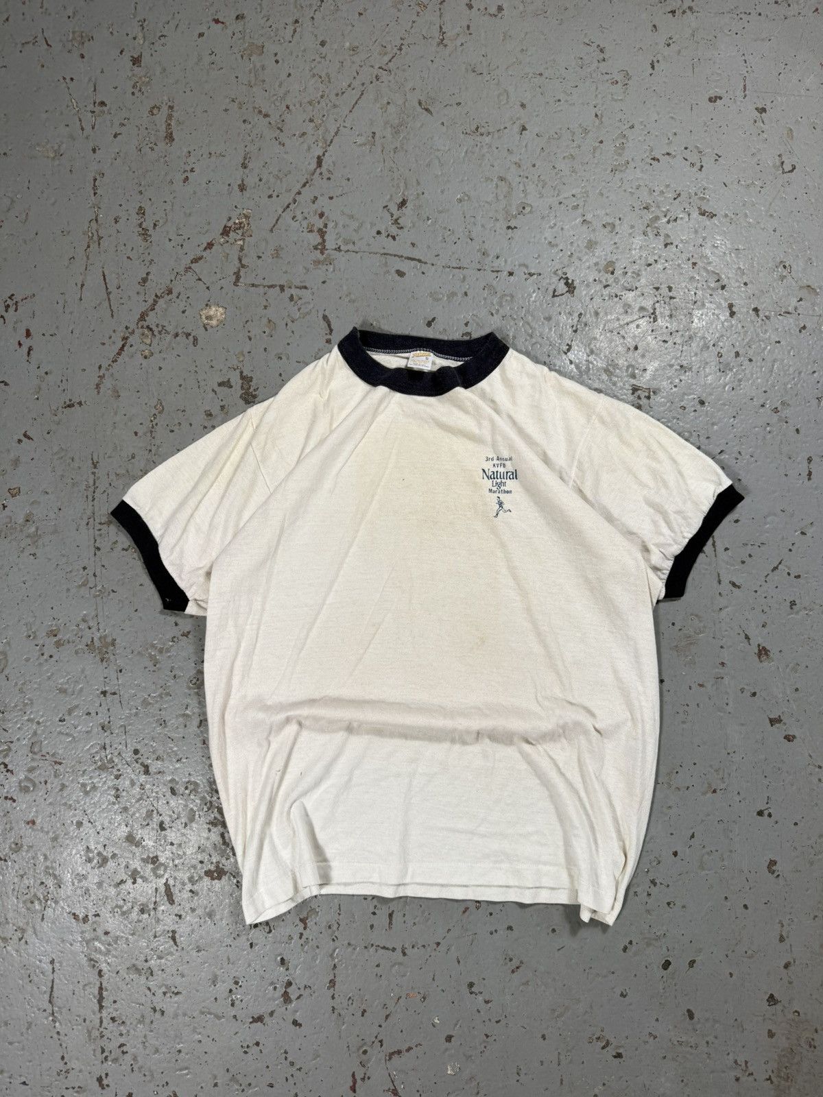Vintage Vintage Single Stitch Natty Light Marathon Ringer Tee Size US XL / EU 56 / 4 - 5 Thumbnail