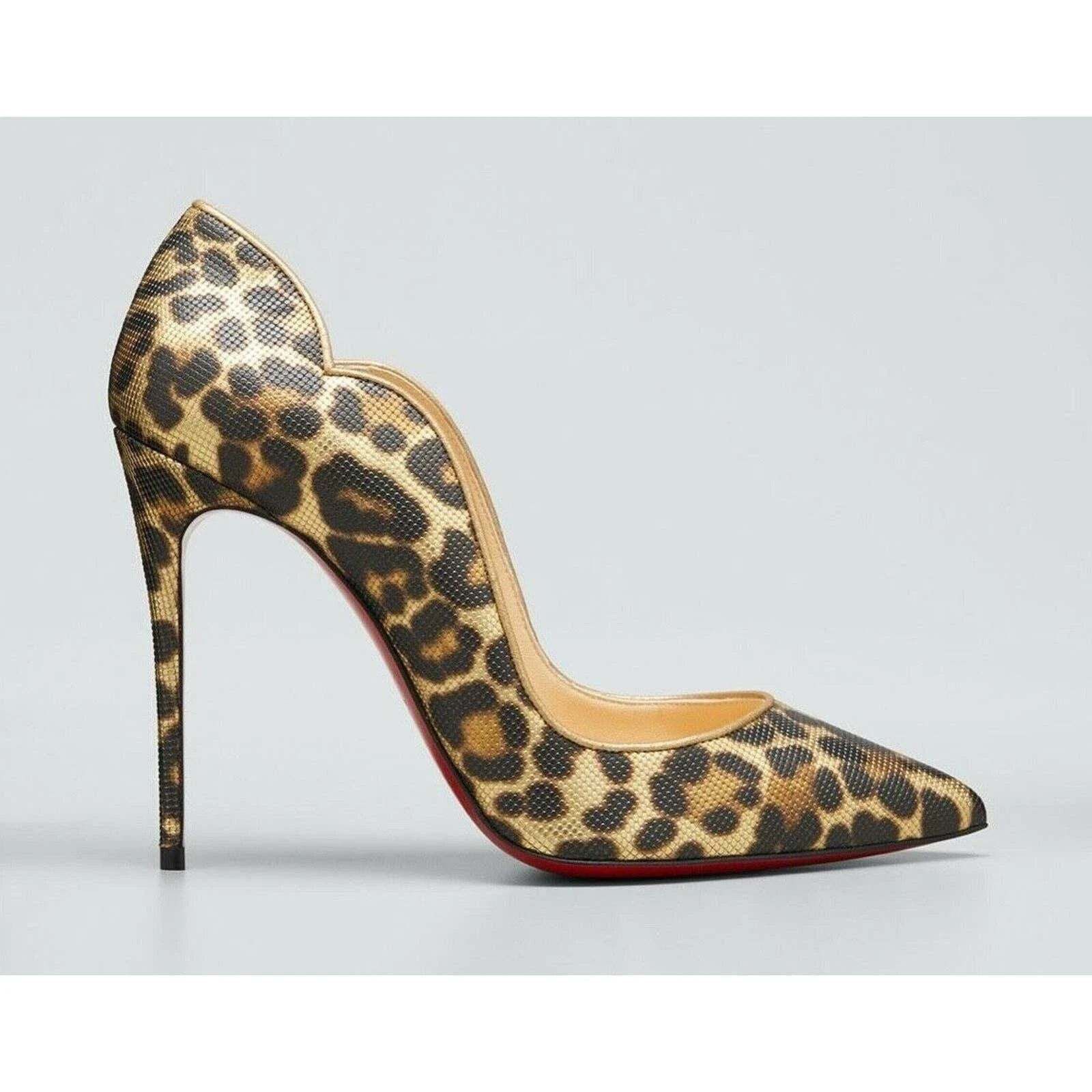 Christian Louboutin Christian Louboutin Hot Chick 100 Black Brown Gold Leopard Size US 7 / IT 37 - 1 Thumbnail