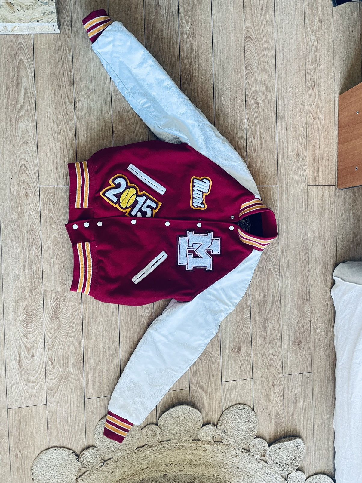 Holloway Vintage 'Varsity' Leather wool baseball JACKET, Fit M Size US M / EU 48-50 / 2 - 12 Thumbnail