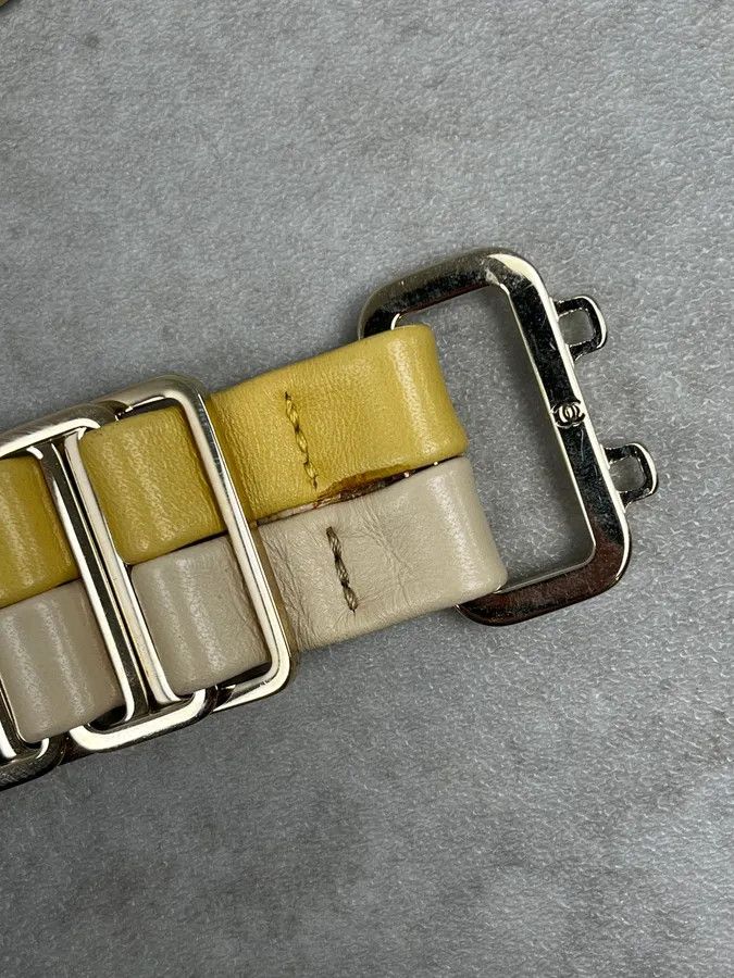 Chanel Chanel Cream & Yellow Steel And Leather Belt Size ONE SIZE - 5 Thumbnail