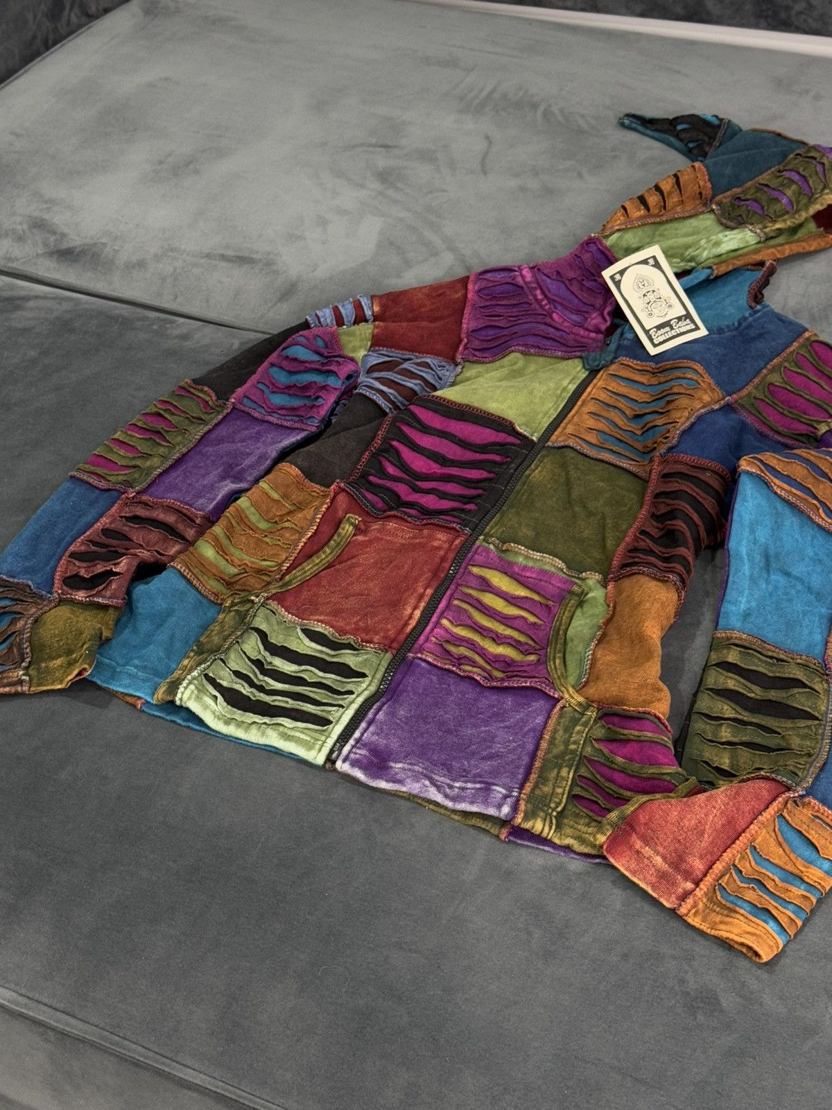Japanese Brand Patchwork Archival Very Rare Y2K Zip Hoodie
