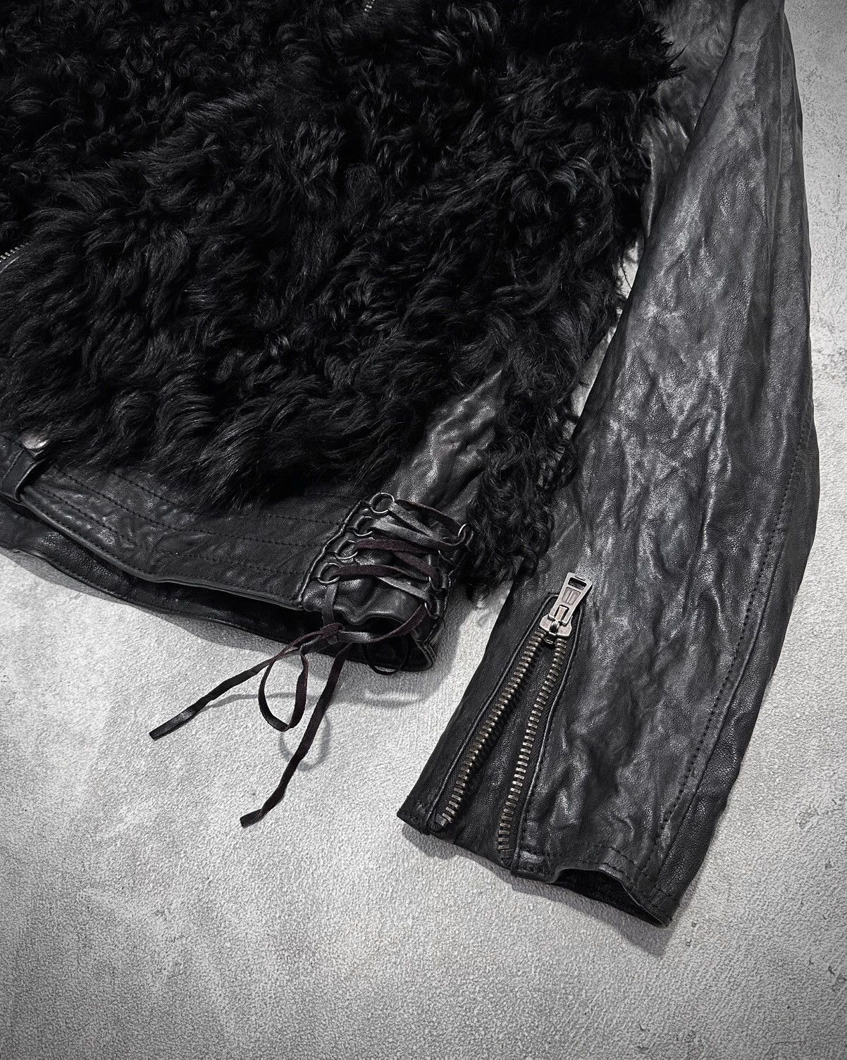R13 Rare R13 Furry Shrunken Shearling Leather Riders Jacket Size US L / EU 52-54 / 3 - 3 Thumbnail