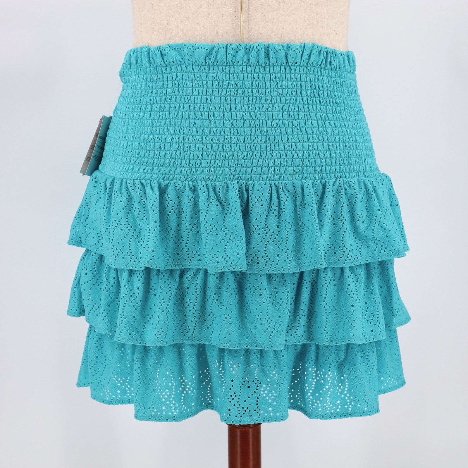 Michael Kors Michael Kors Women Turquoise Eyelet Tiered Ruffled Skirt M Size 30" / US 8 / IT 44 - 2 Thumbnail
