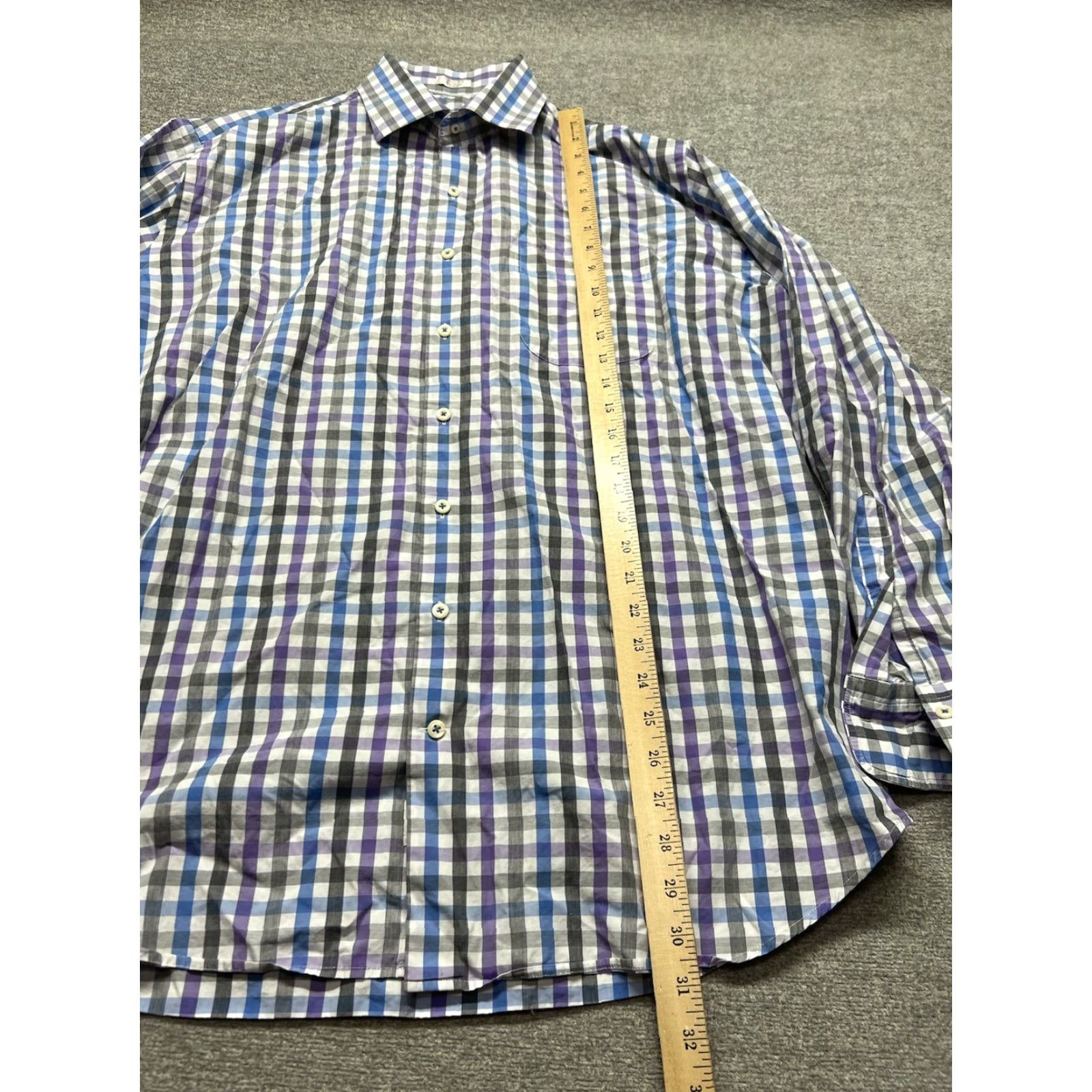 Peter Millar Peter Millar Button-Down Shirt Men's XL Blue Plaid Cotton Shirt Size US XL / EU 56 / 4 - 4 Thumbnail