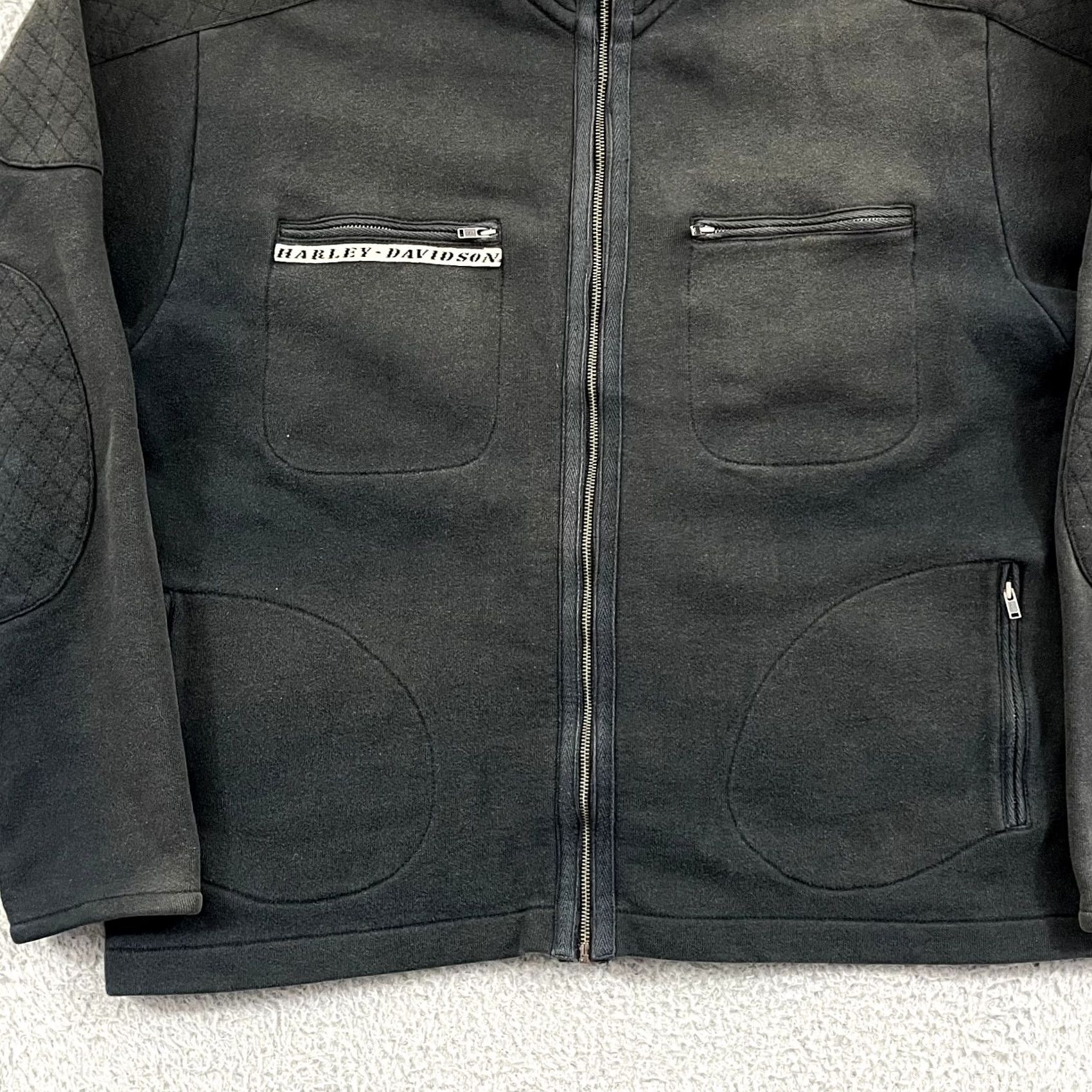 Harley Davidson VINTAGE Harley-Davidson Sweatshirt Womens Large Black Faded 90s Zip Biker Riding Ladies Large Zip Sweatshirt Black Size L / US 10 / IT 46 - 2 Thumbnail