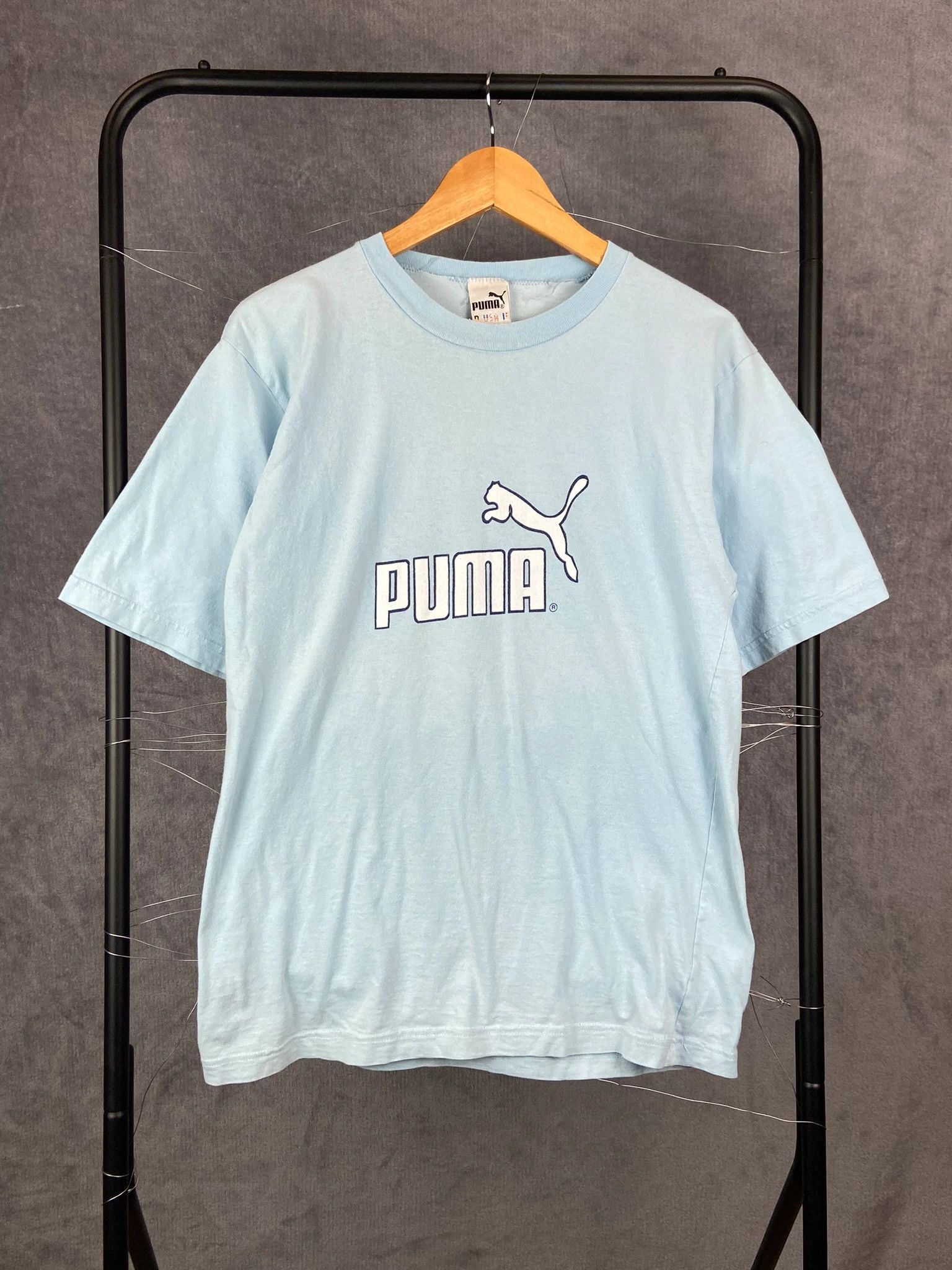 Puma Puma Baby Blue Logo Spellout Tee L Vintage Size US L / EU 52-54 / 3 - 1 Thumbnail