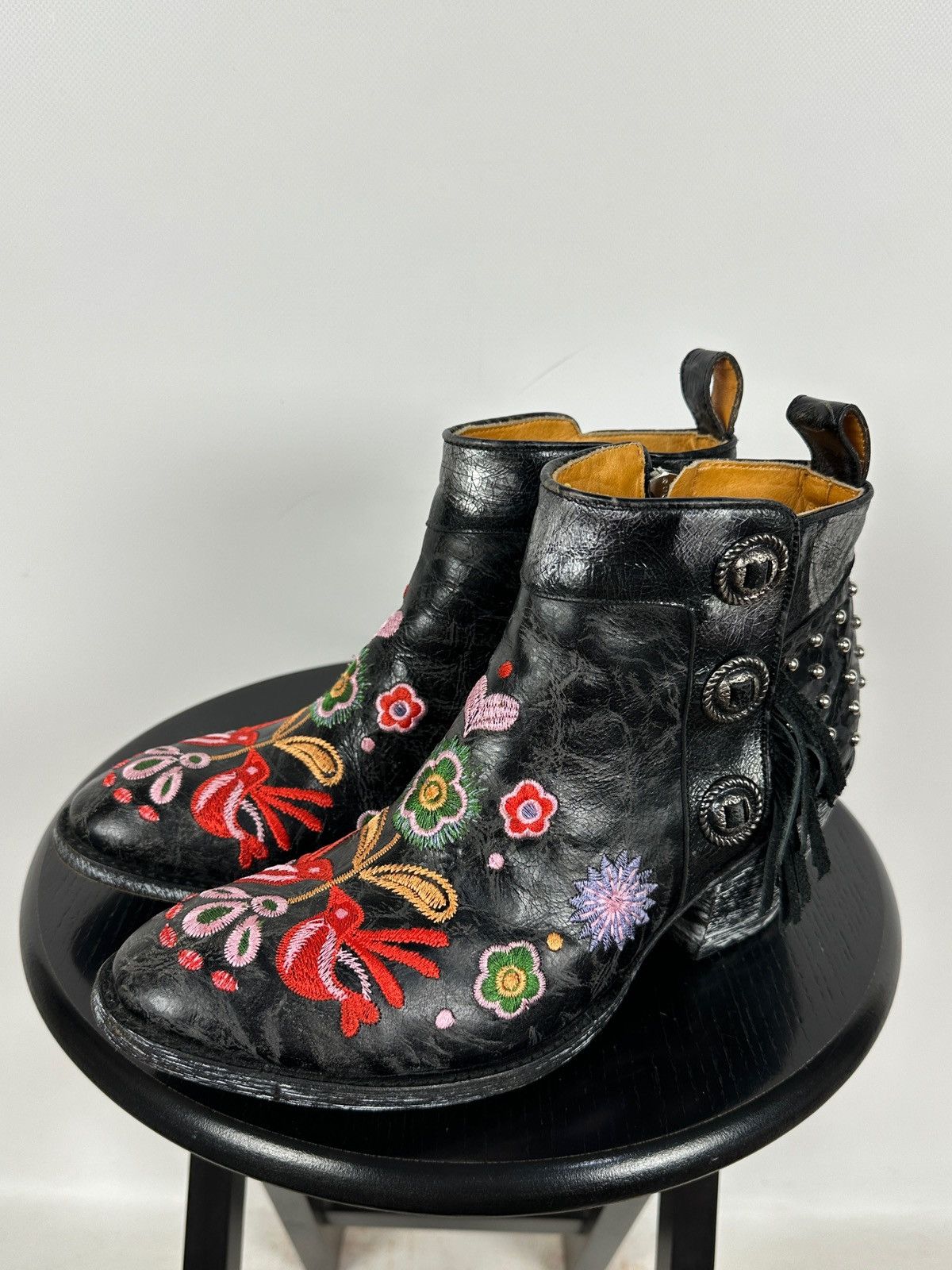 Old Gringo Mexicana Old Gringo Leather Cowboy Floral Ankle Boots Size US 9.5 / IT 39.5 - 2 Thumbnail