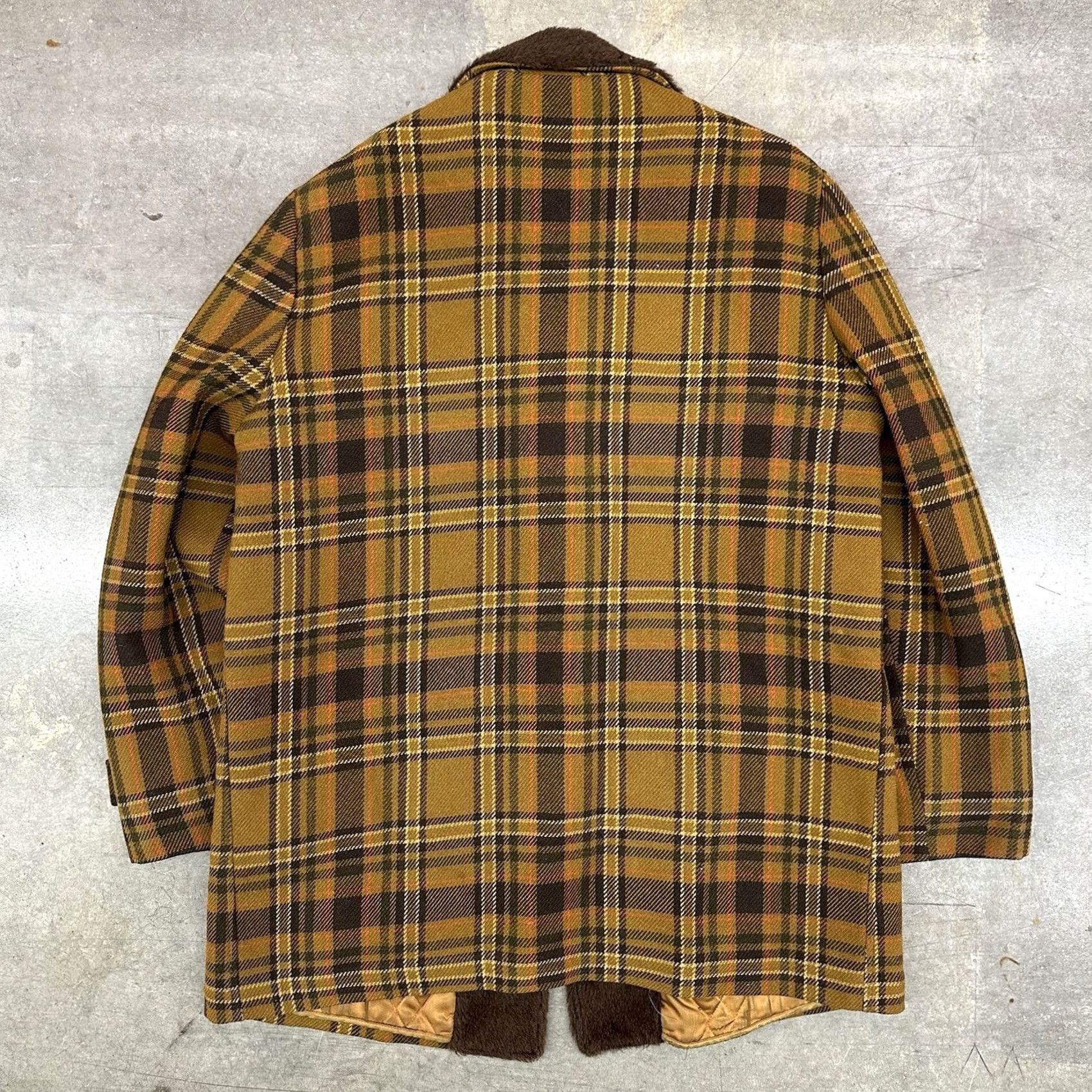 Pendleton VINTAGE Pendleton Wool Overcoat Coat Faux Fur Collar Quilted Plaid 60/70s Mens Large Size US L / EU 52-54 / 3 - 7 Thumbnail