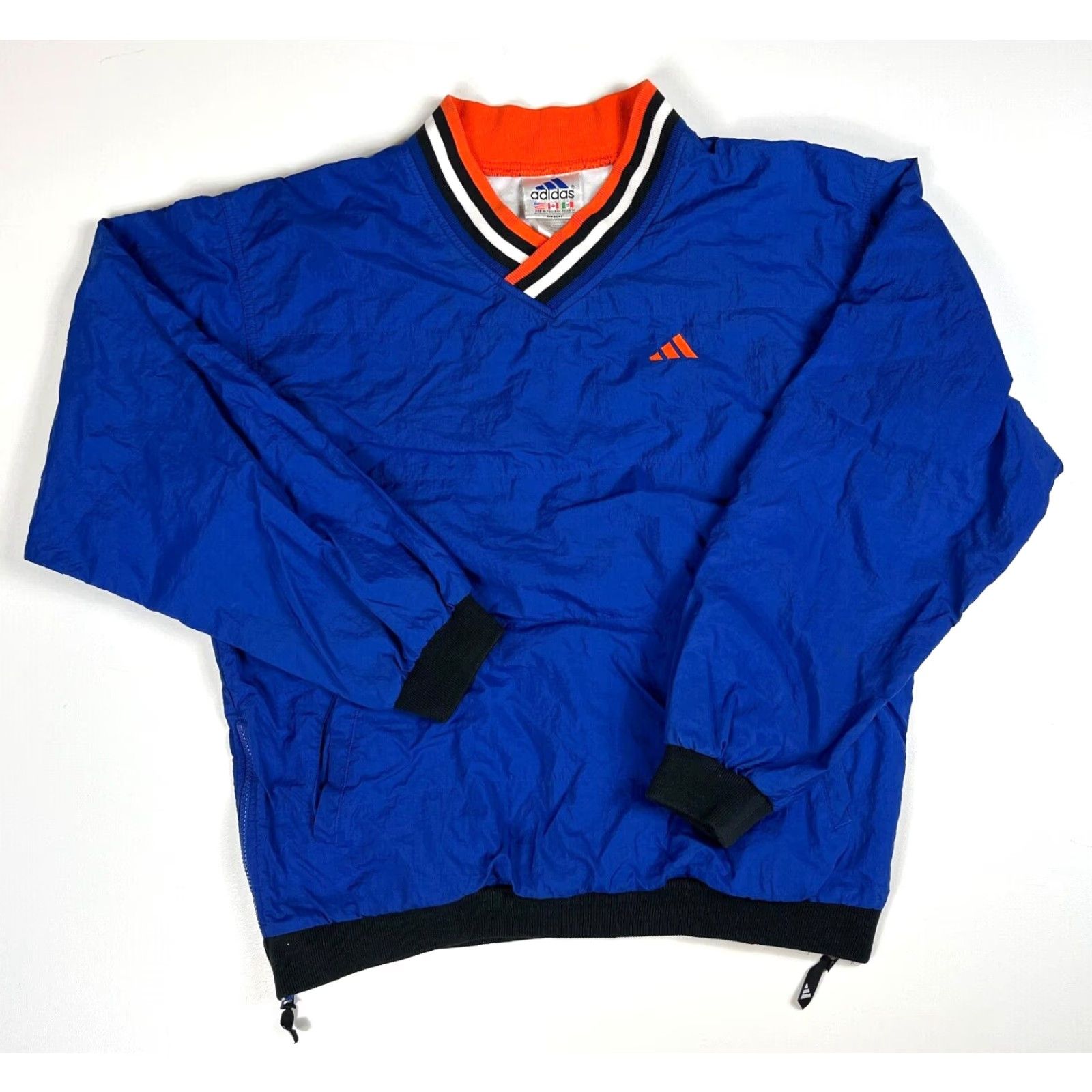 Adidas VINTAGE adidas Windbreaker Jacket Mens 90s V-Neck Pullover Nylon Blue M Size Medium Size US M / EU 48-50 / 2 - 2 Thumbnail