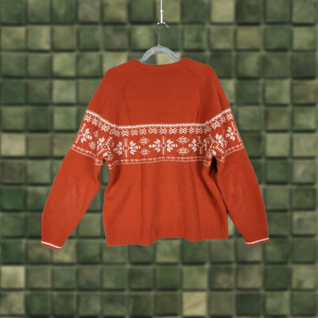 Eddie Bauer Eddie Bauer Sweater Mens LT Large Fair Isle Wool Knit Crew Neck Orange Classic Holiday Outdoor Size US L / EU 52-54 / 3 - 1 Thumbnail
