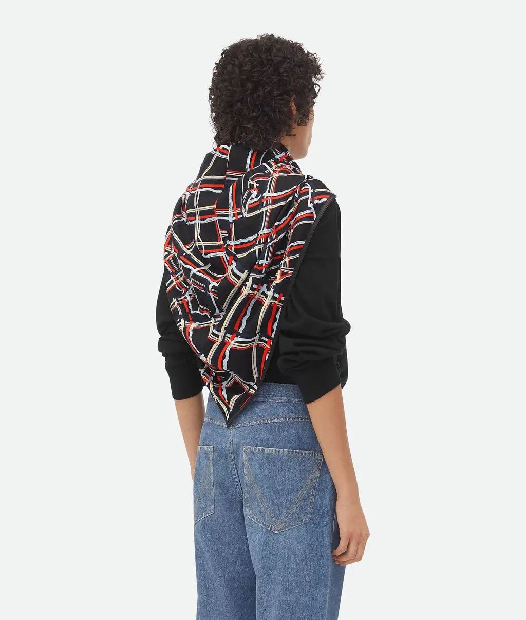 Bottega Veneta o1w1db10825 Size: OS / Distorted Check Printed Silk Scarf Size ONE SIZE - 4 Thumbnail