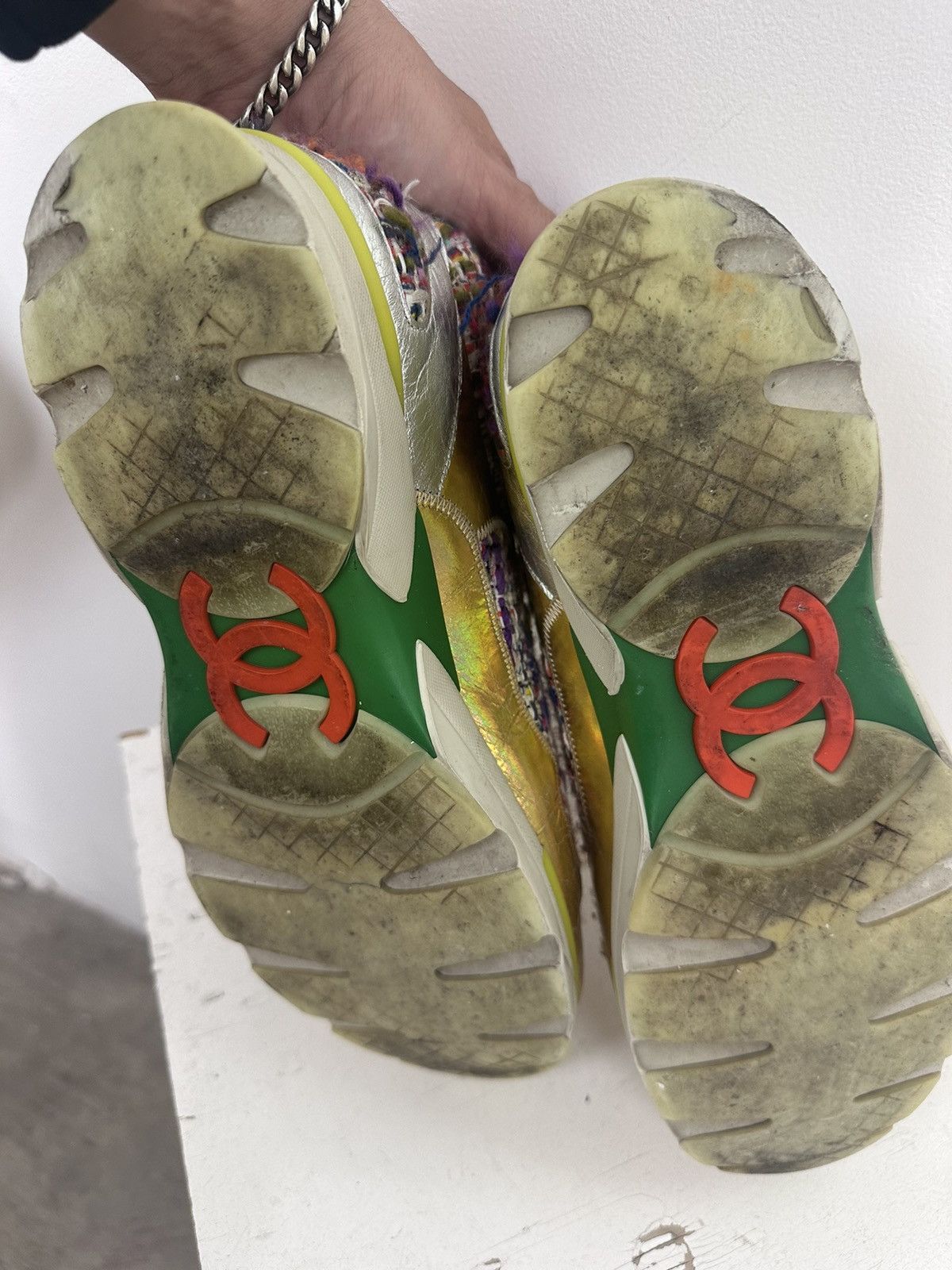 Chanel Tweed Lambskin Runway Sneakers - RAINBOW TWEED Size US 9 / EU 42 - 11 Thumbnail