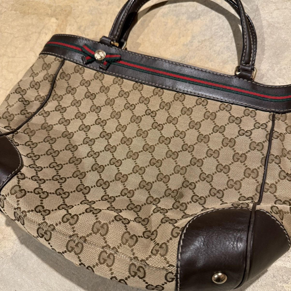 Gucci Vintage Gucci Mayfair Sherry Web Stripe GG Canvas Tote Bag Size ONE SIZE - 3 Thumbnail
