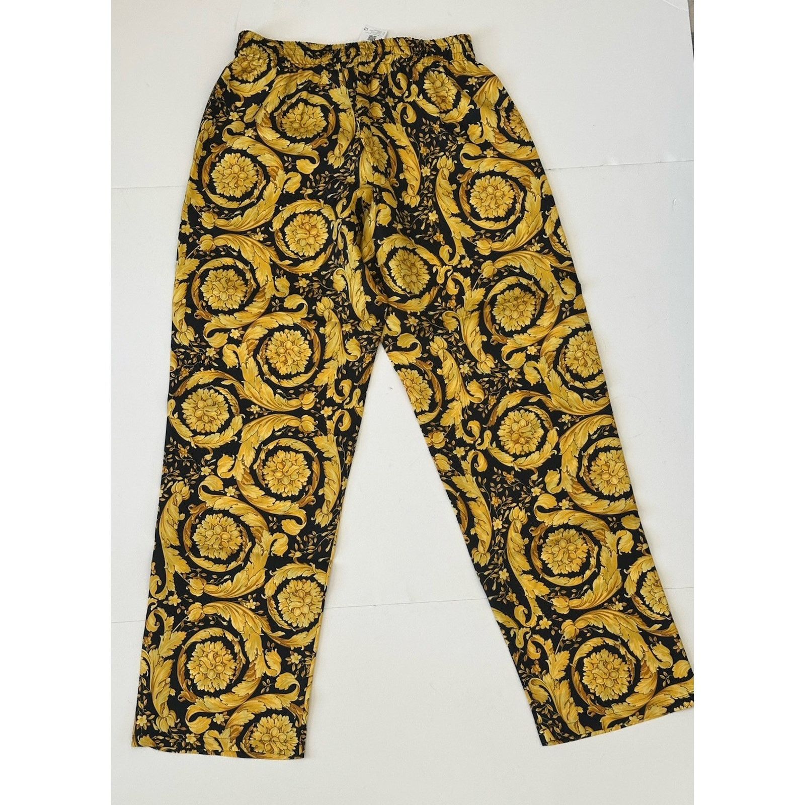 Versace Versace Baroque Silk Pajama Pants Black/Gold 4 US 1005409 Size 27" / US 4 / IT 40 - 8 Thumbnail