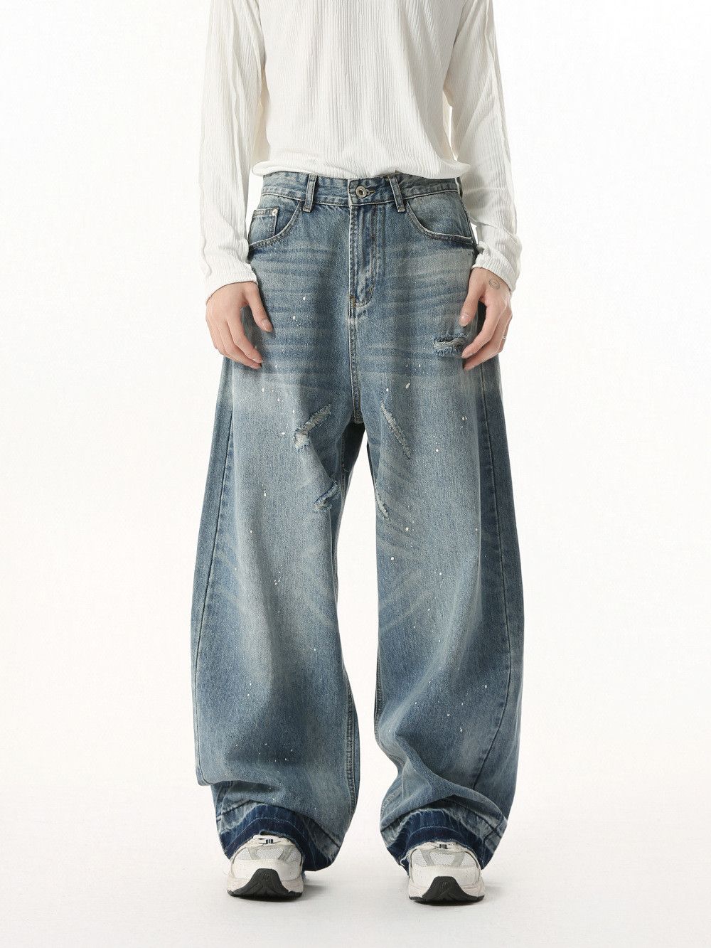 Jean Men's Japanese Retro Washed Straight Leg Curved Jeans Size US 32 / EU 48 - 1 Thumbnail