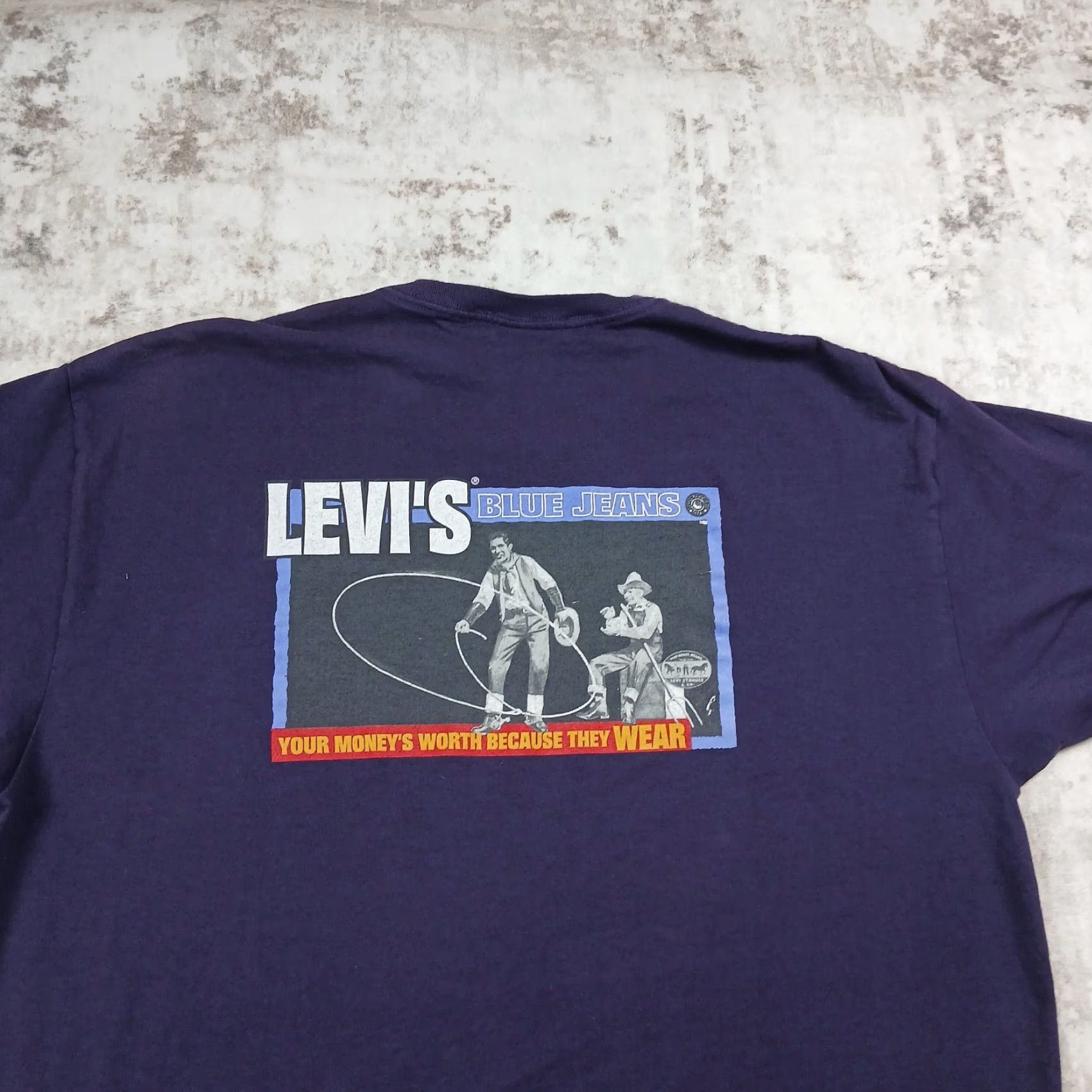 Levi's VINTAGE Levi's Shirt Mens Large Purple 90s Single Stitch T-Shirt USA 1990s Cotton Knit Short Sleeve Crew Neck Logo All Seasons Mens Size US L / EU 52-54 / 3 - 5 Thumbnail