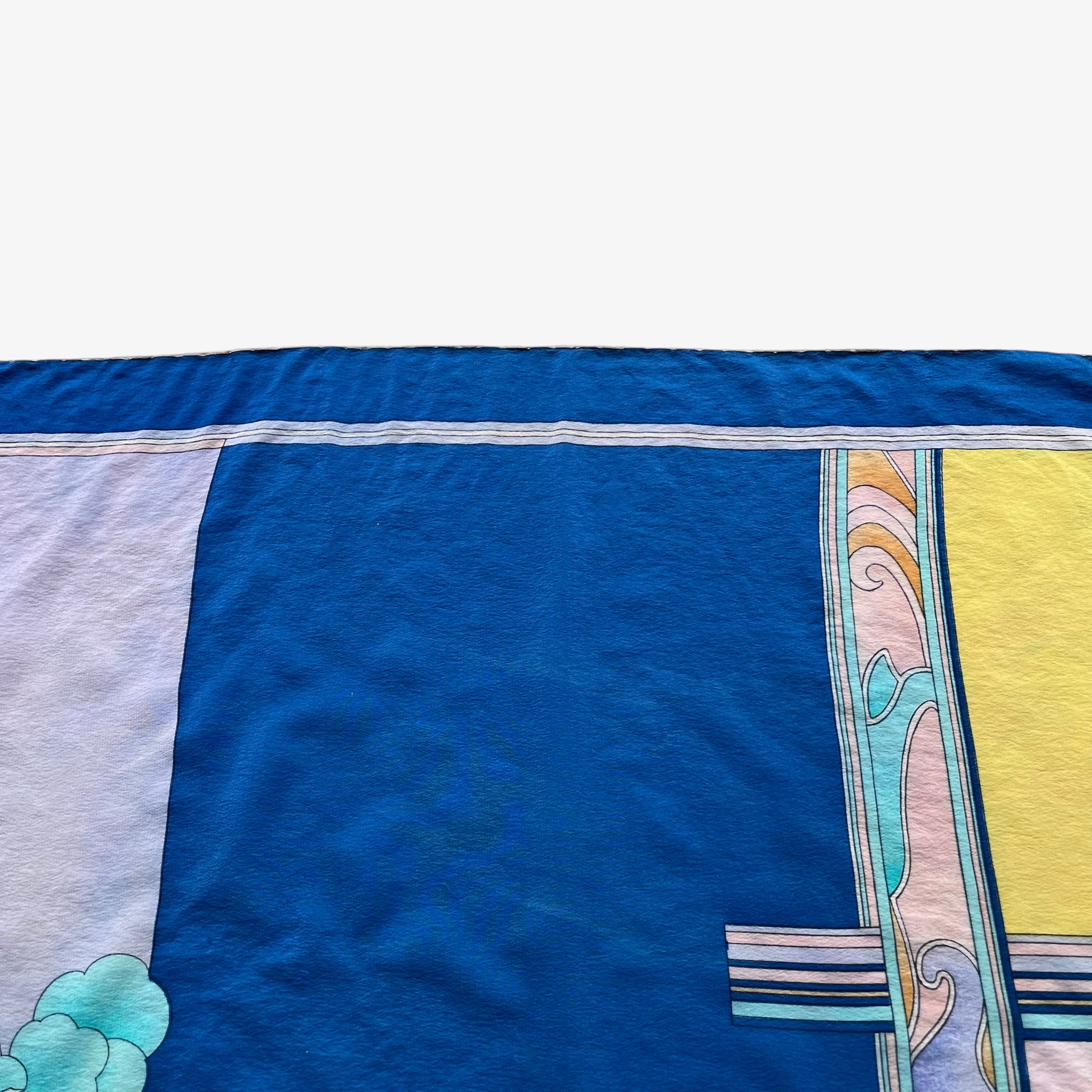 Leonard Paris Vintage 80s Leonard Abstract Floral Print Blue Silk Scarf Size ONE SIZE - 5 Thumbnail