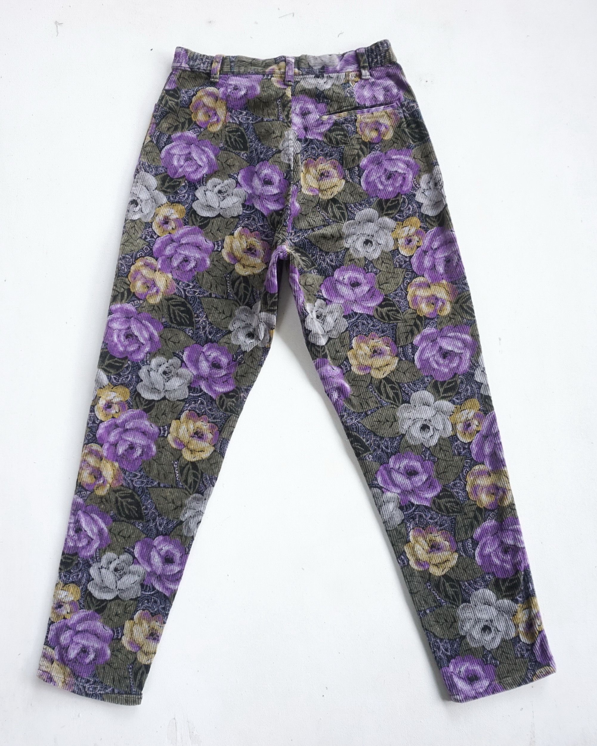 Japanese Brand JUSTY RAYRA Full Printed Floral Corduroy Size 26" / US 2 / IT 38 - 2 Thumbnail